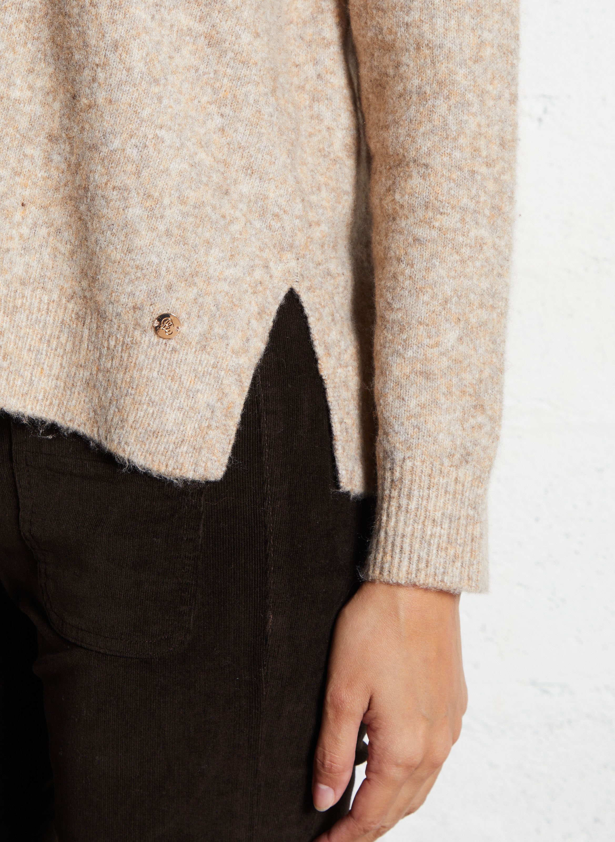 Pull col V  LA PETITE ETOILE Marron