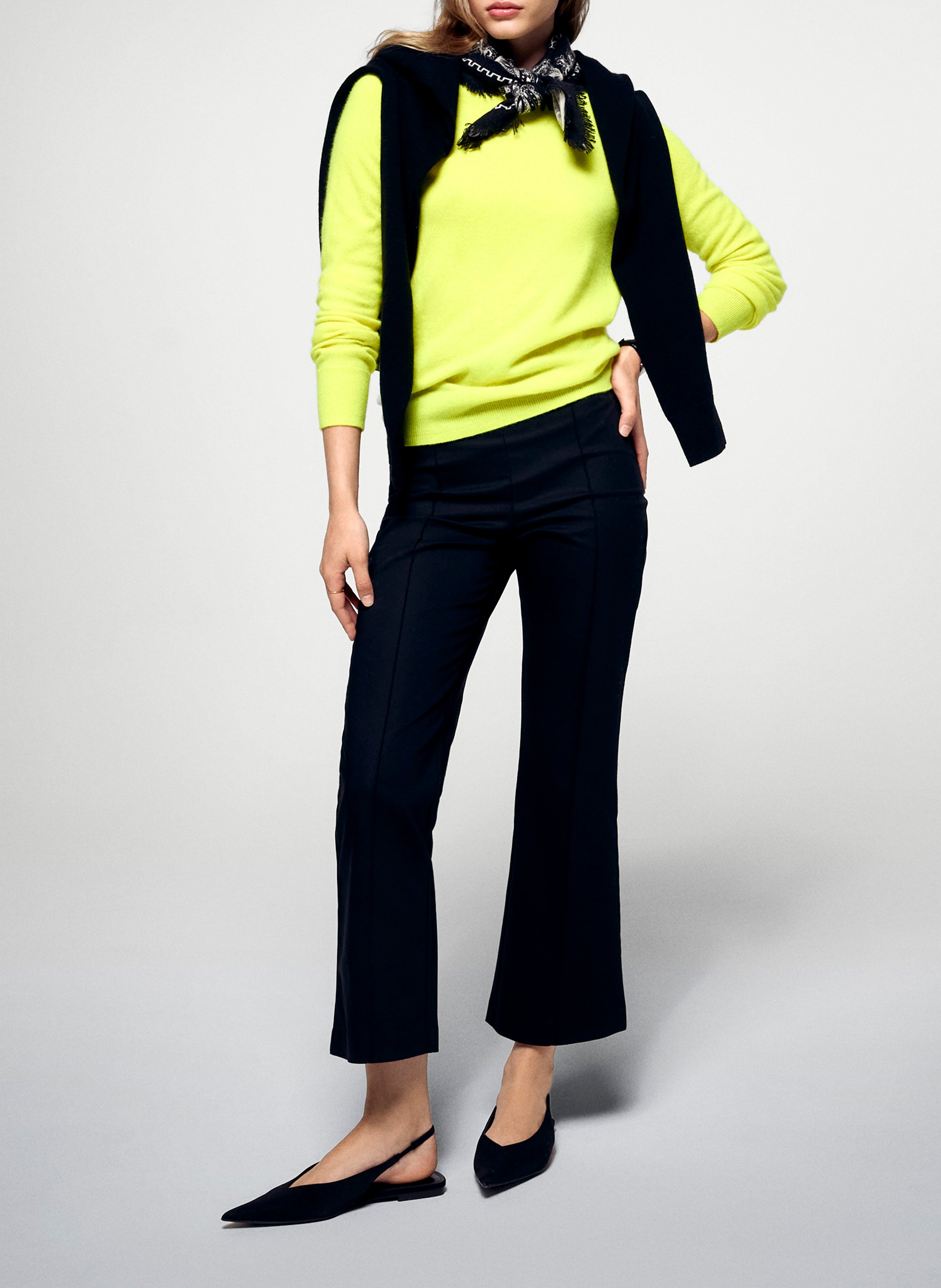 Straight cotton sweater with round neck FROM FUTURE Yellow