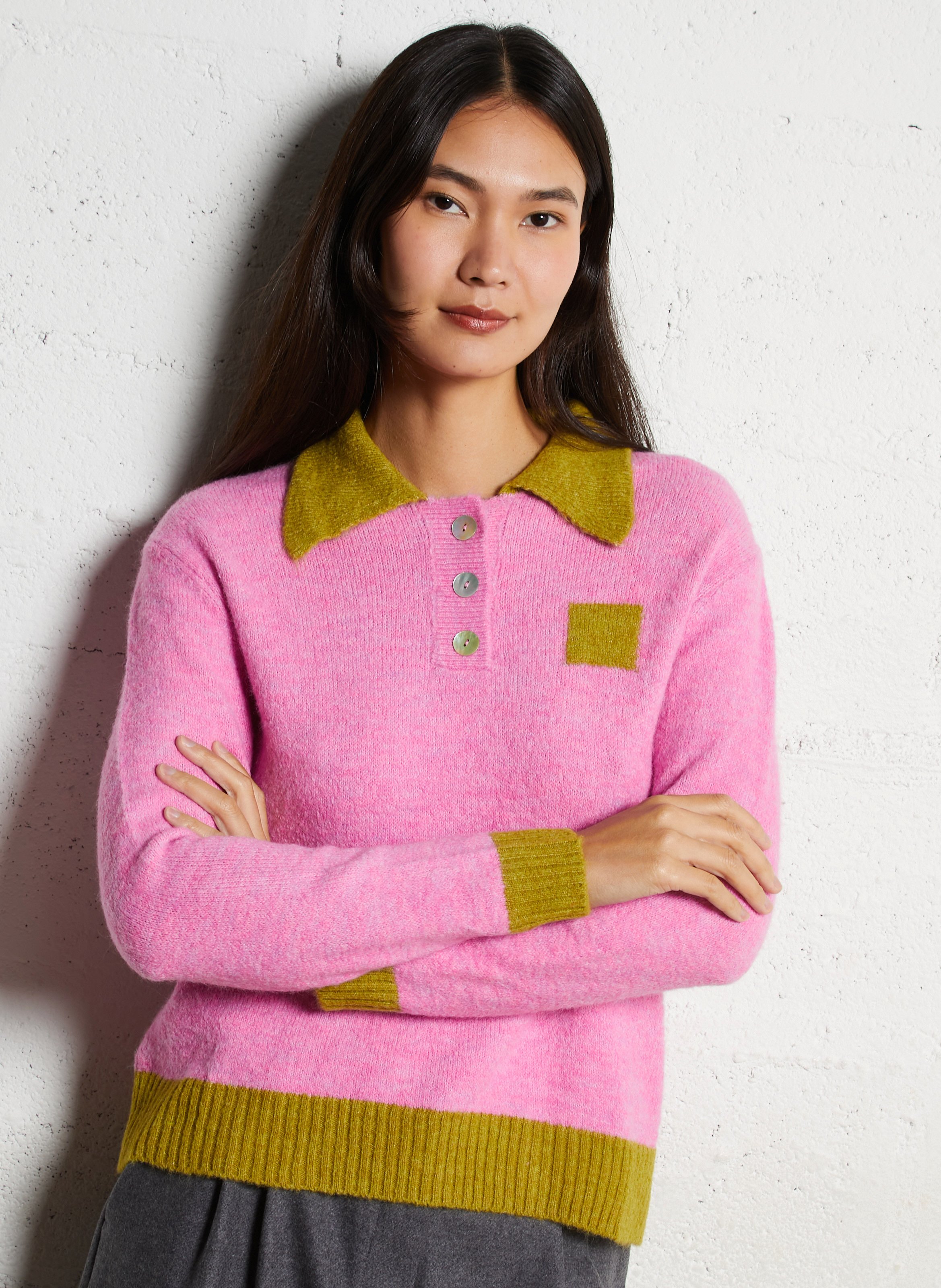 Pull droit col classique  DR BLOOM Rose