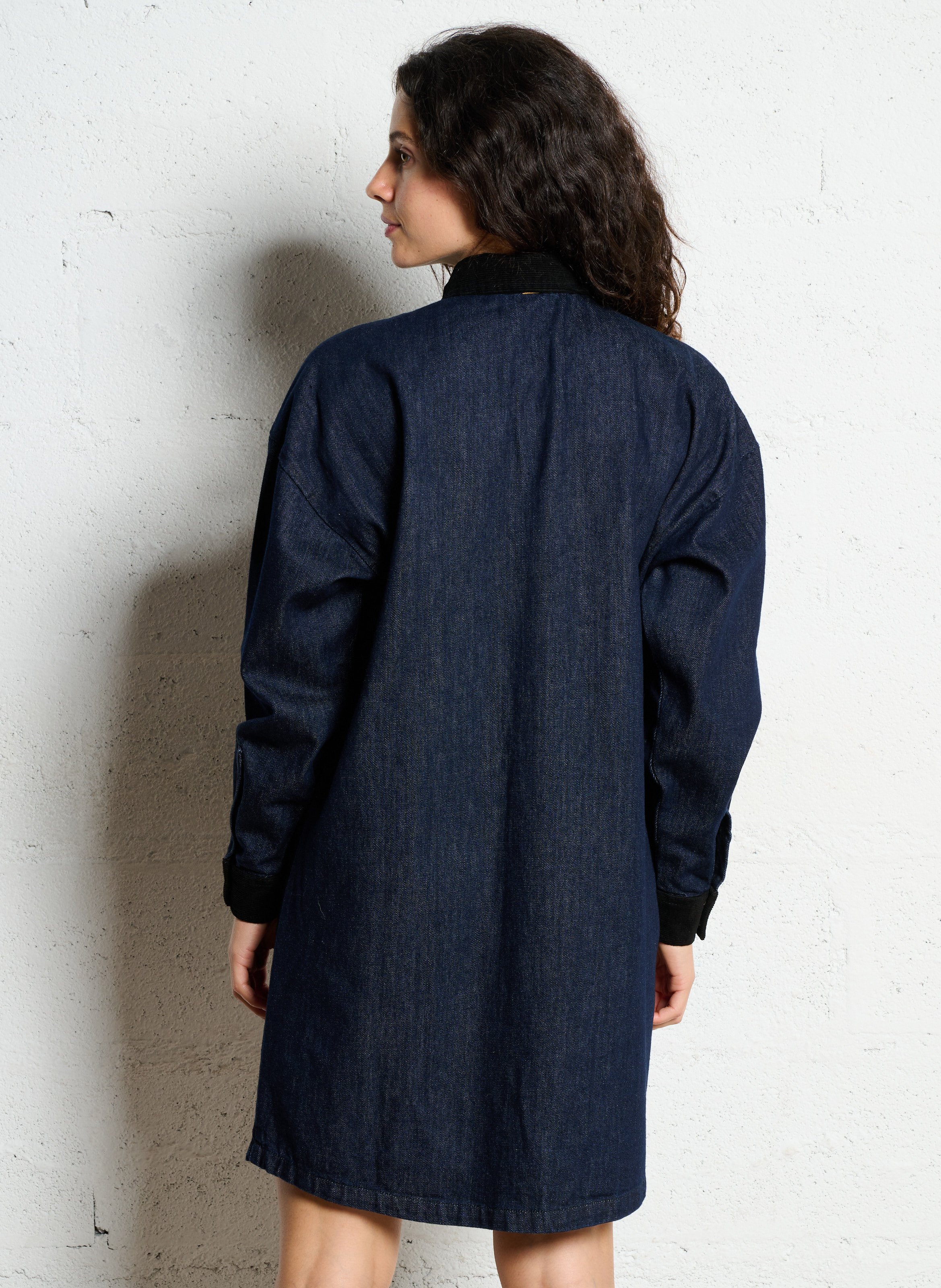 Short dress with classic collar in cotton IKKS Blue