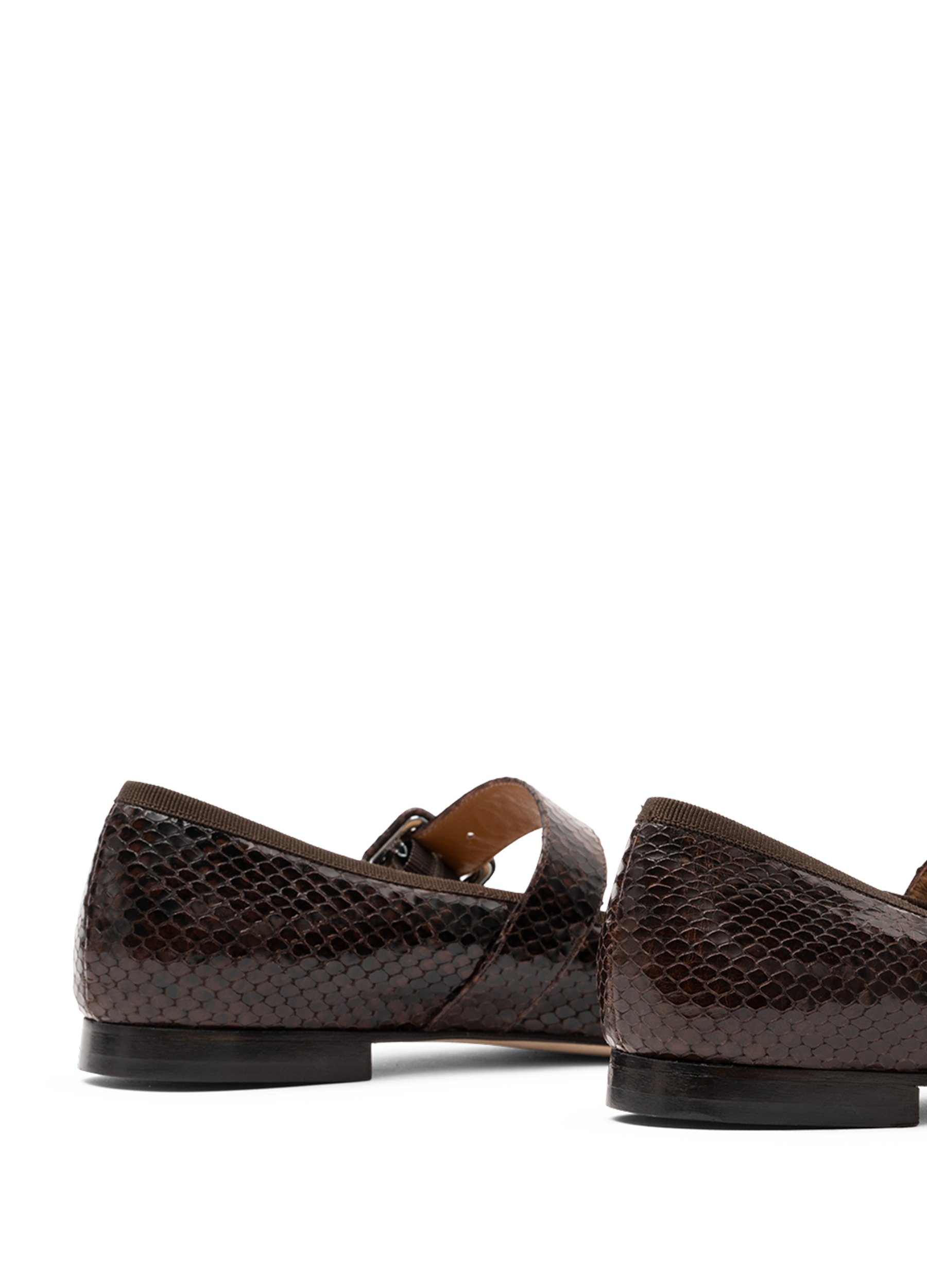 Printed espresso leather ballerina flats PARALLELE PARIS Brown
