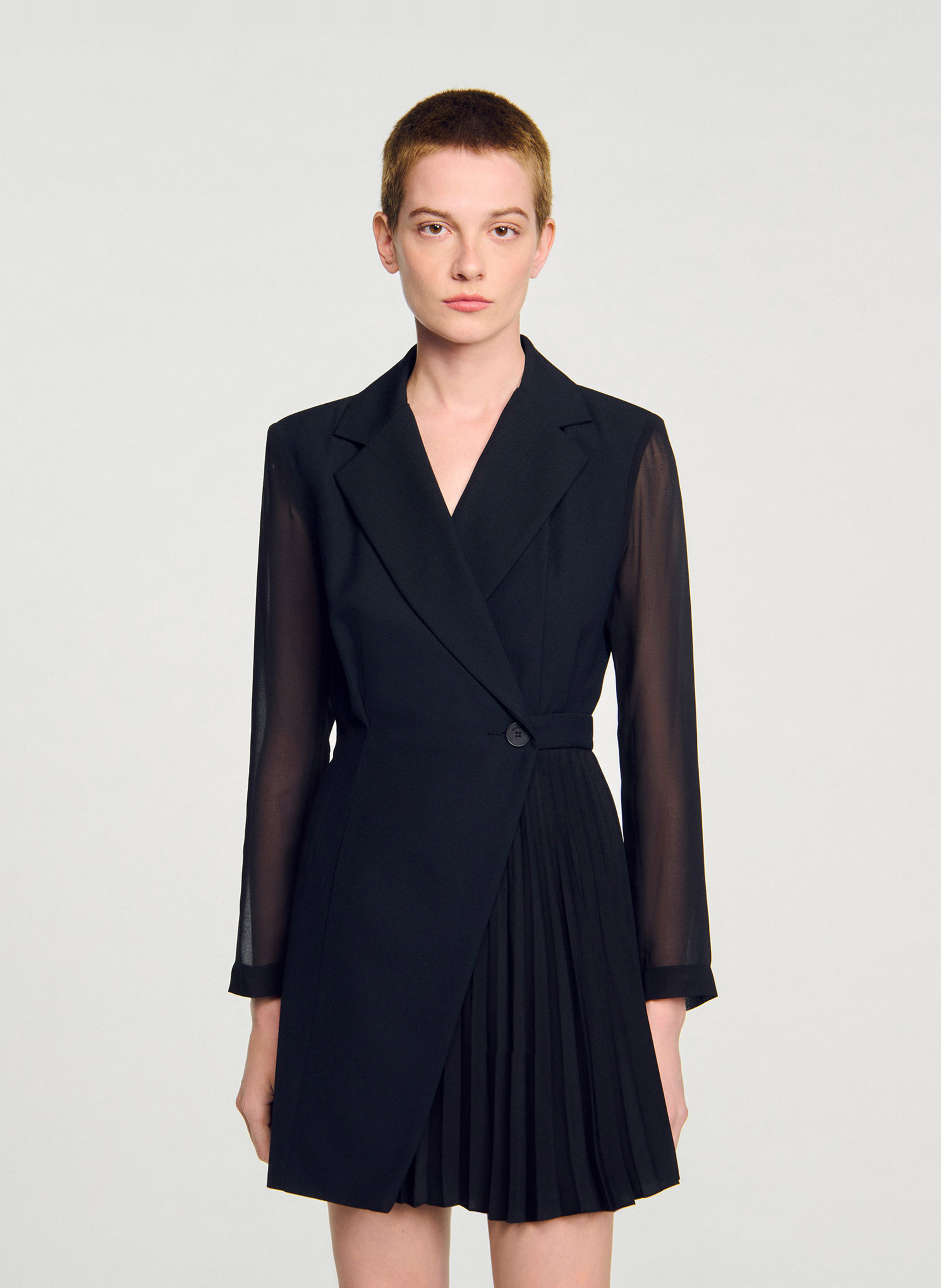 Robe courte col tailleur  SANDRO Noir