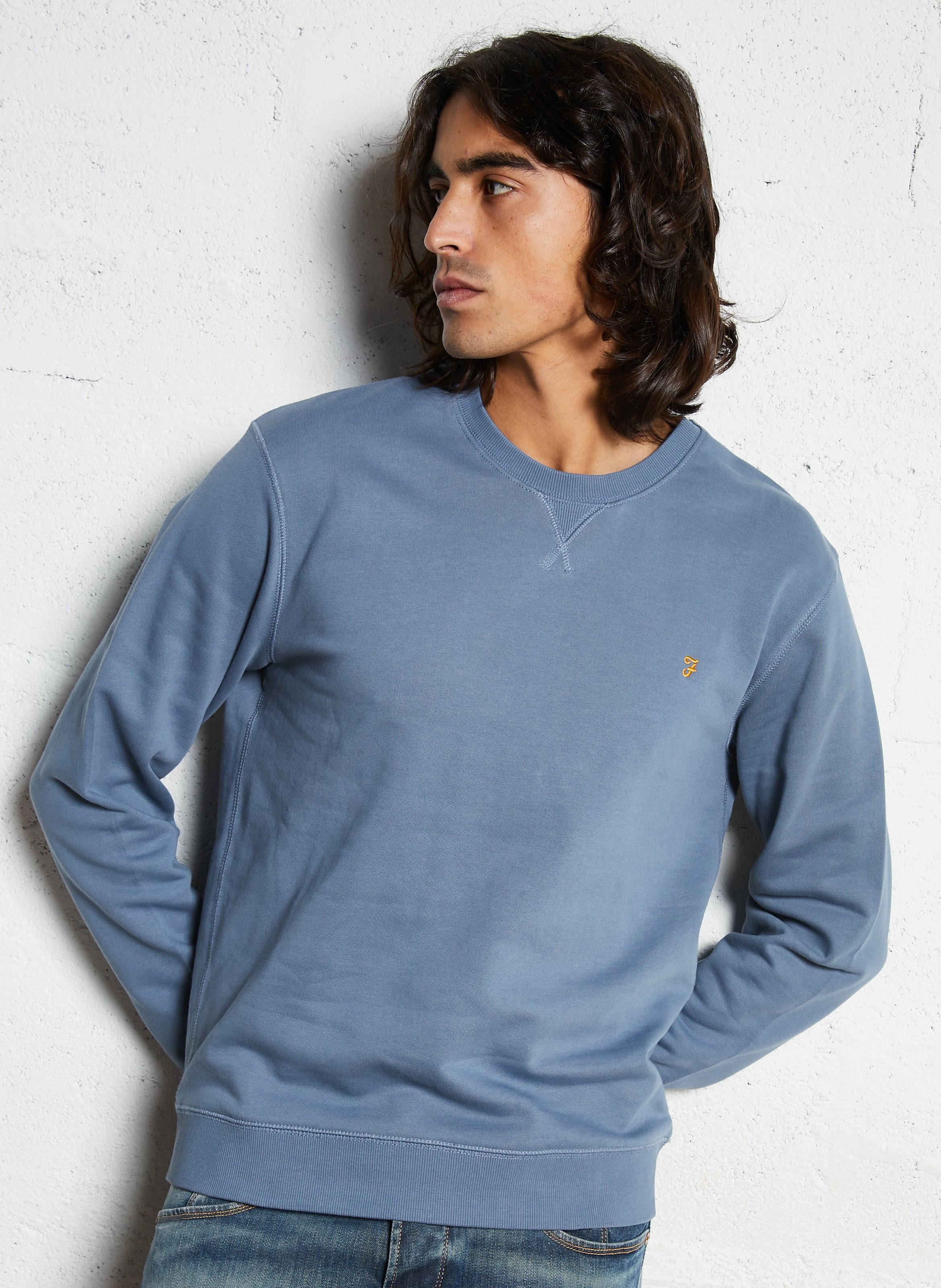 Slim-fit round-neck organic cotton sweatshirt FARAH