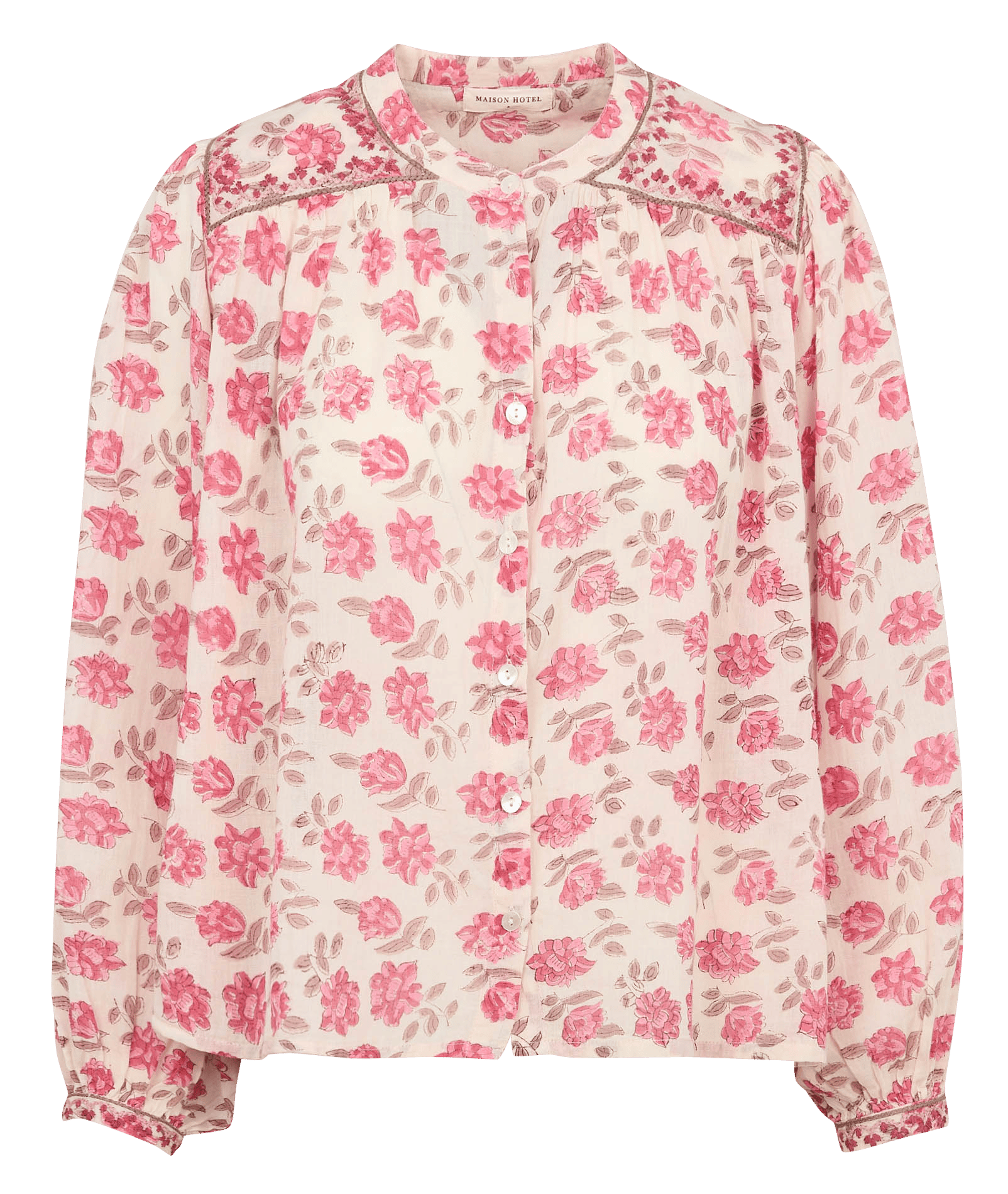 Baumwollbluse mit V-Ausschnitt MAISON HOTEL Rosa