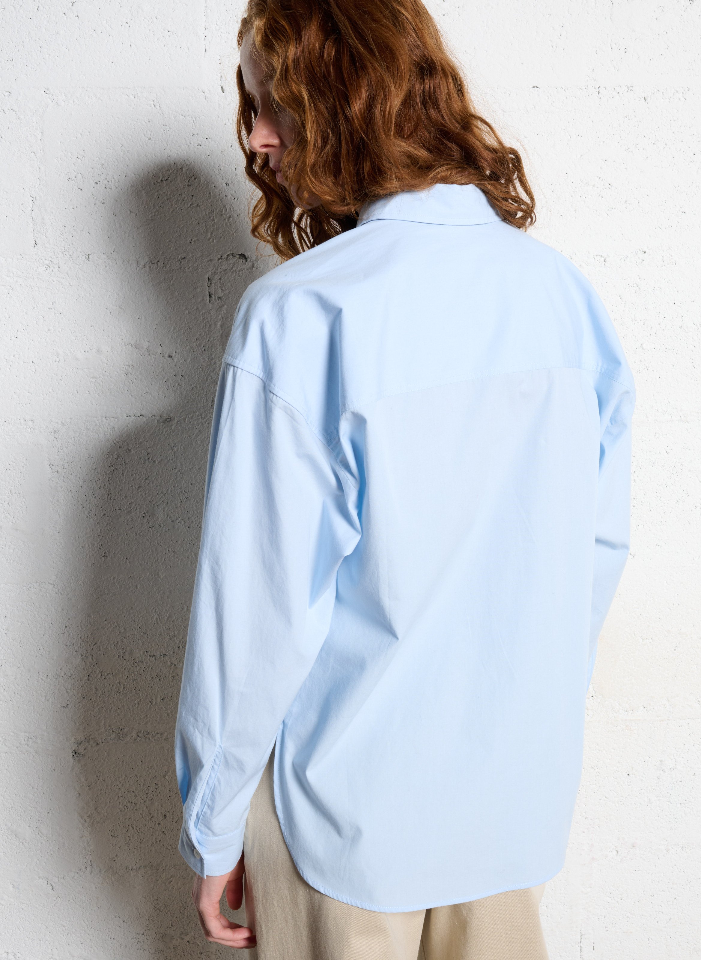Chemise droite col classique en coton IKKS Bleu