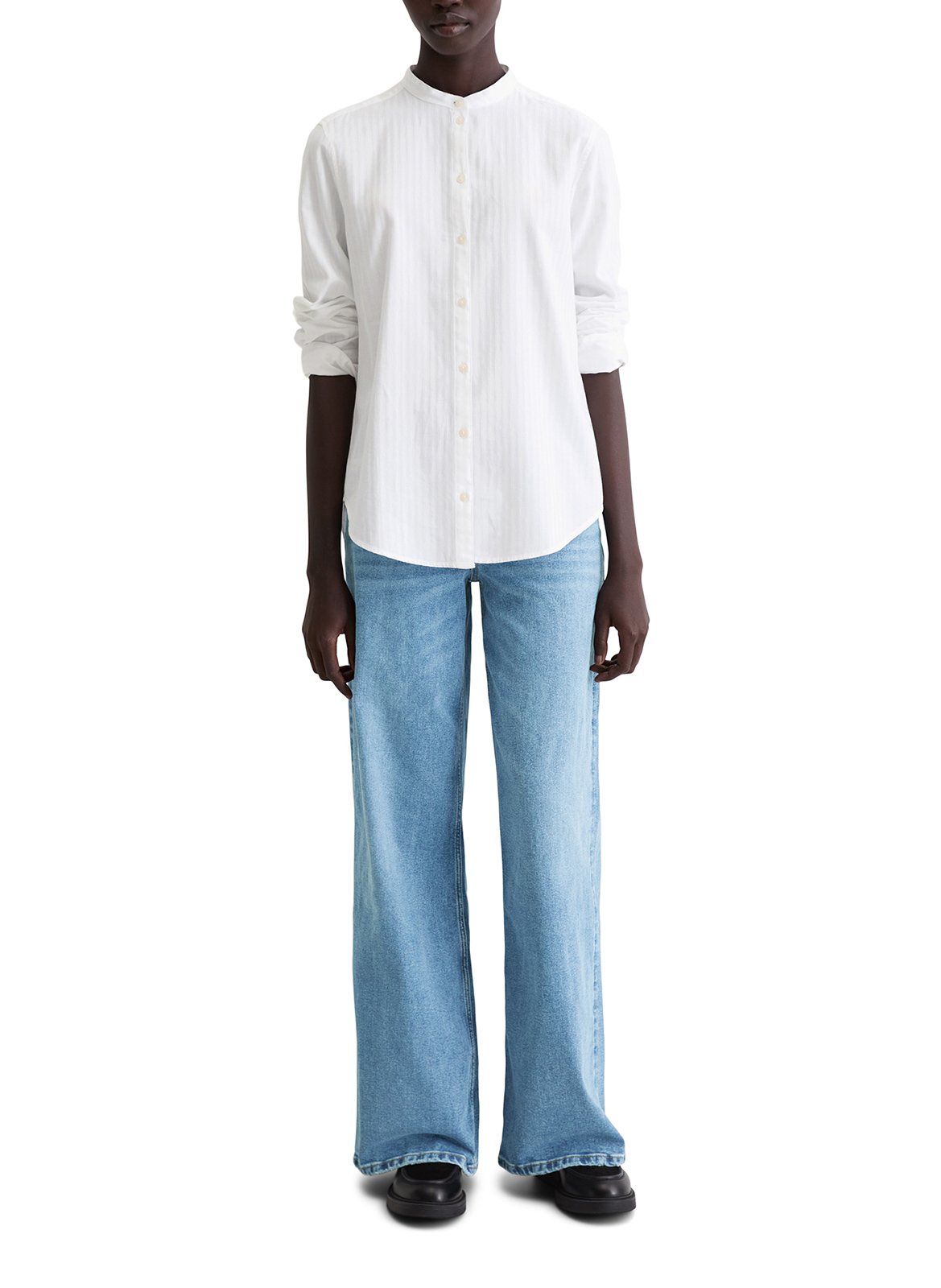 Oversized round neck cotton shirt MARC O'POLO White