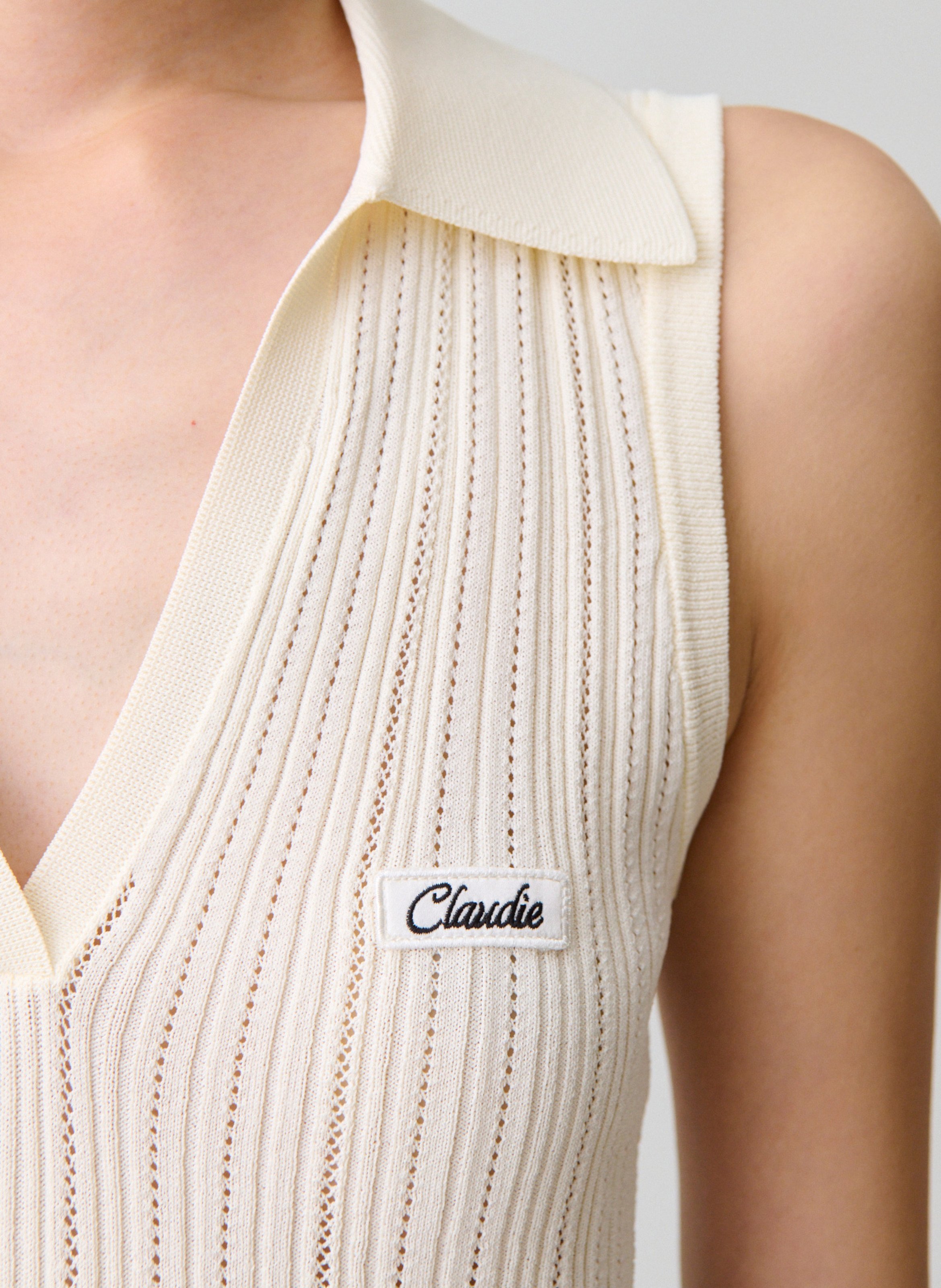 Ribbed V-neck Fitted Top CLAUDIE PIERLOT Multicolored