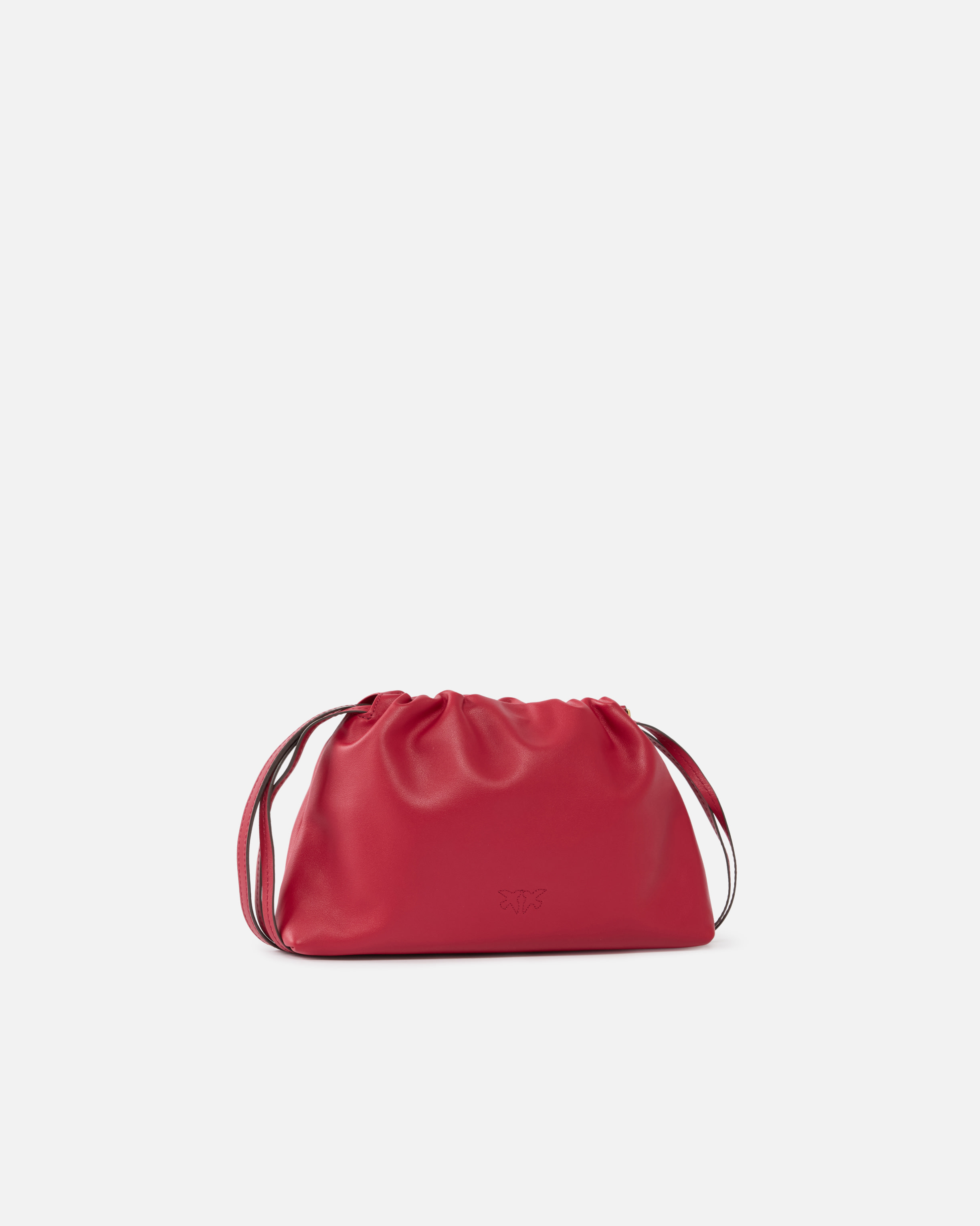 Small leather shoulder bag with drawstring Red
