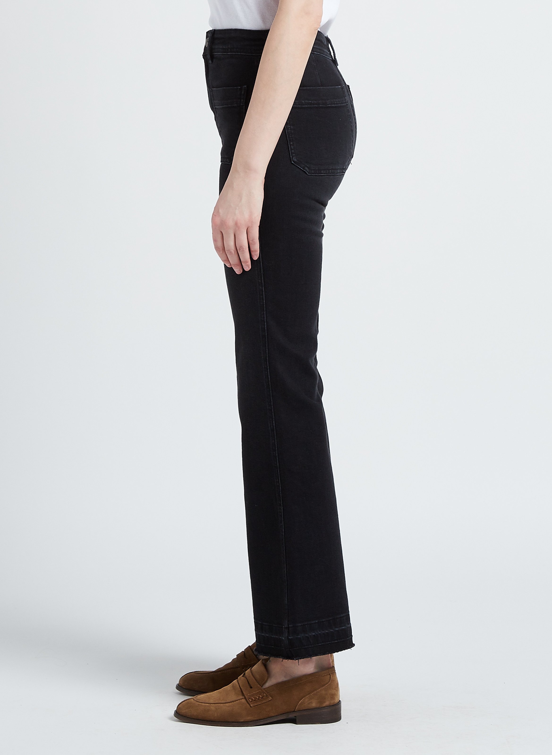 Stone Washed Flared Jeans aus Baumwolle SWILDENS Schwarz