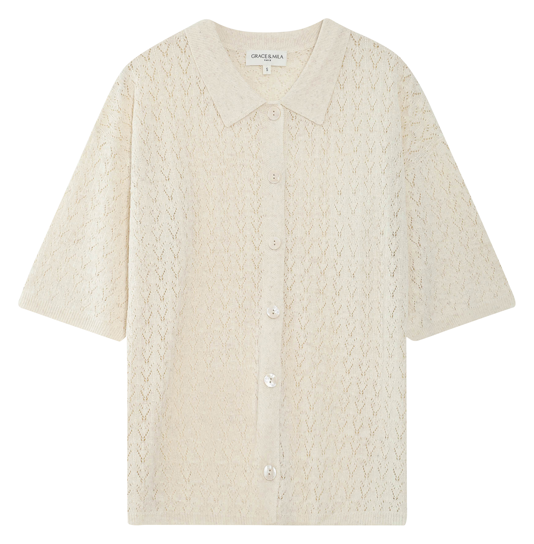 Straight knit fancy cardigan GRACE ET MILA White