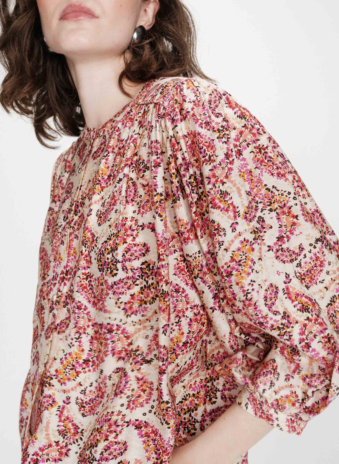 Chemise oversize col rond imprimé GRACE ET MILA Orange