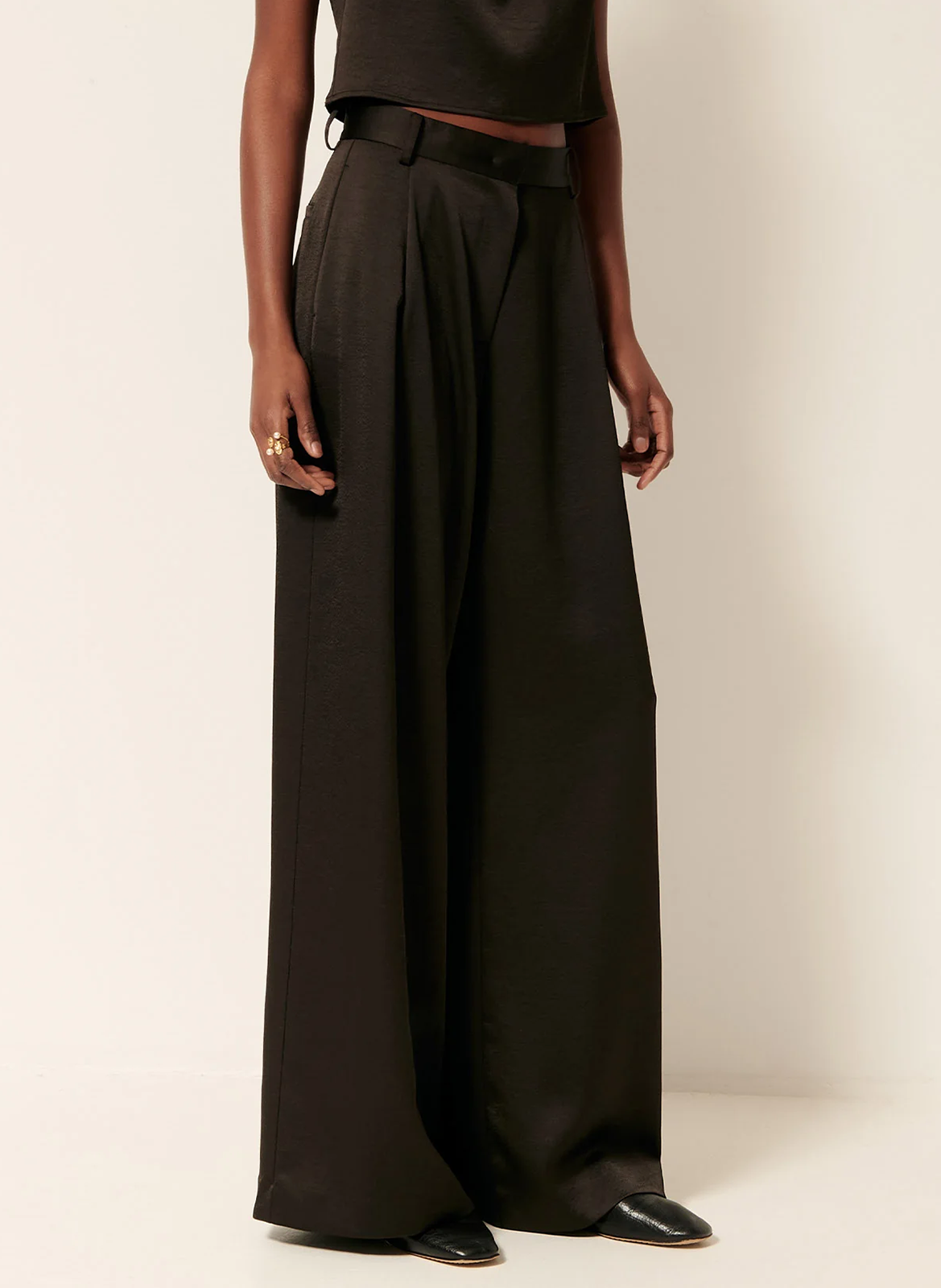 Pantalon fluide large satiné SESSUN Marron