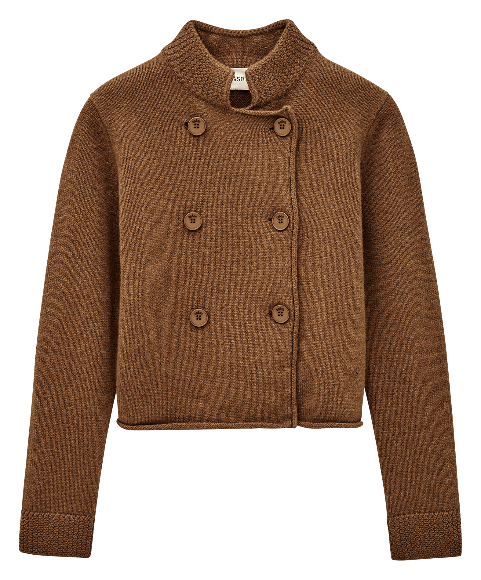 Gilet droit col montant en laine BA&SH Marron