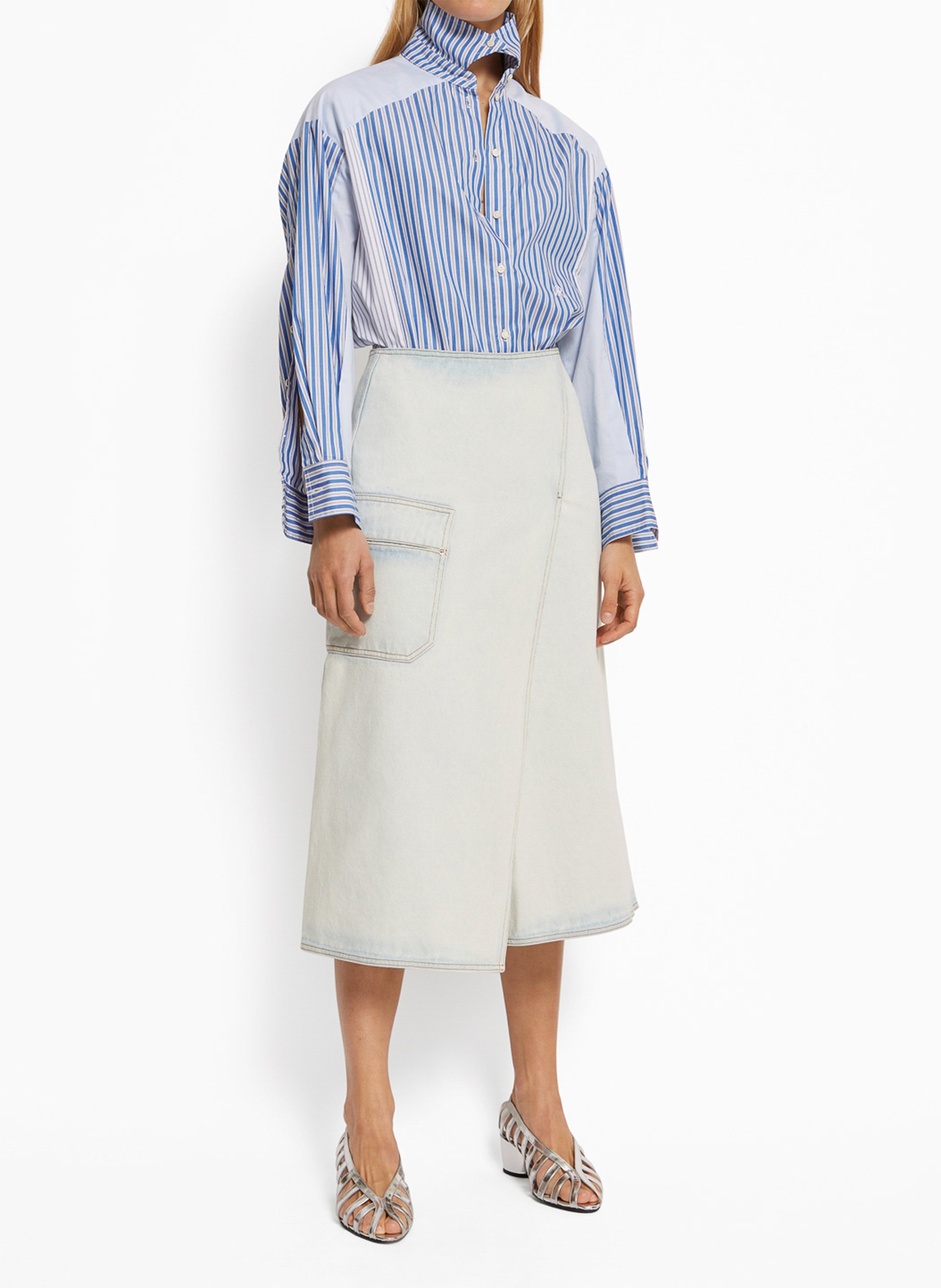 Chemise oversize boutonnée à rayures ROSEANNA Bleu