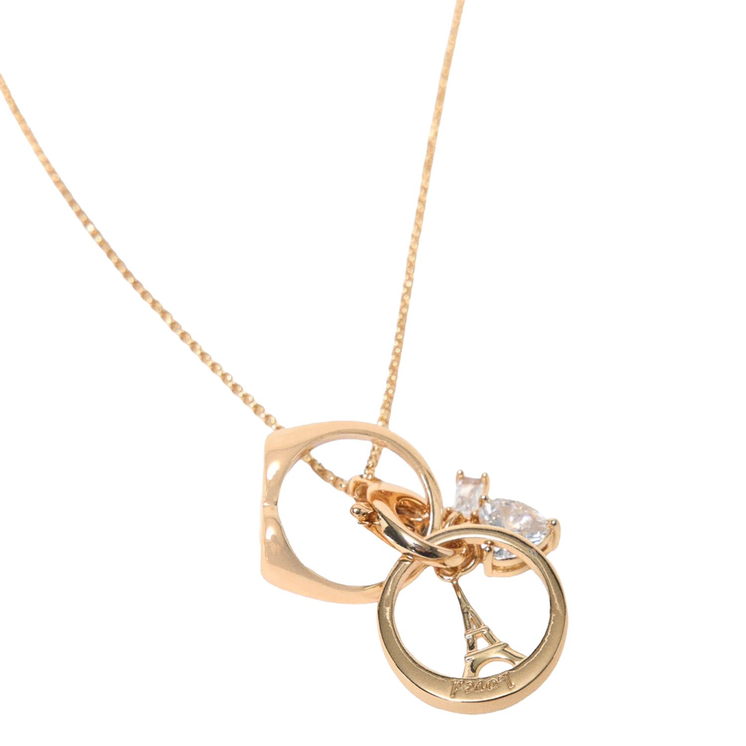 Ketting met hanger ringen van messing MAJE Goudkleurig