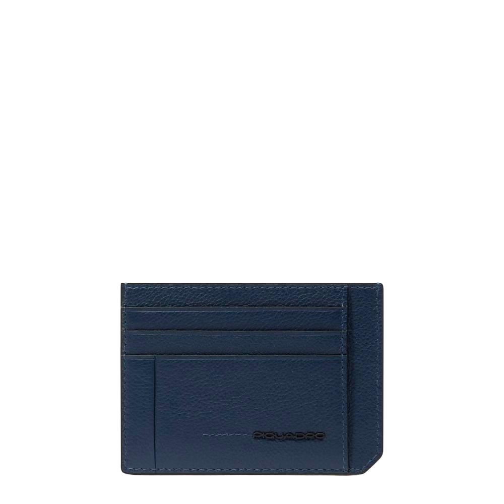 Men's slim leather credit card holder with RFID protection PIQUADRO Blue