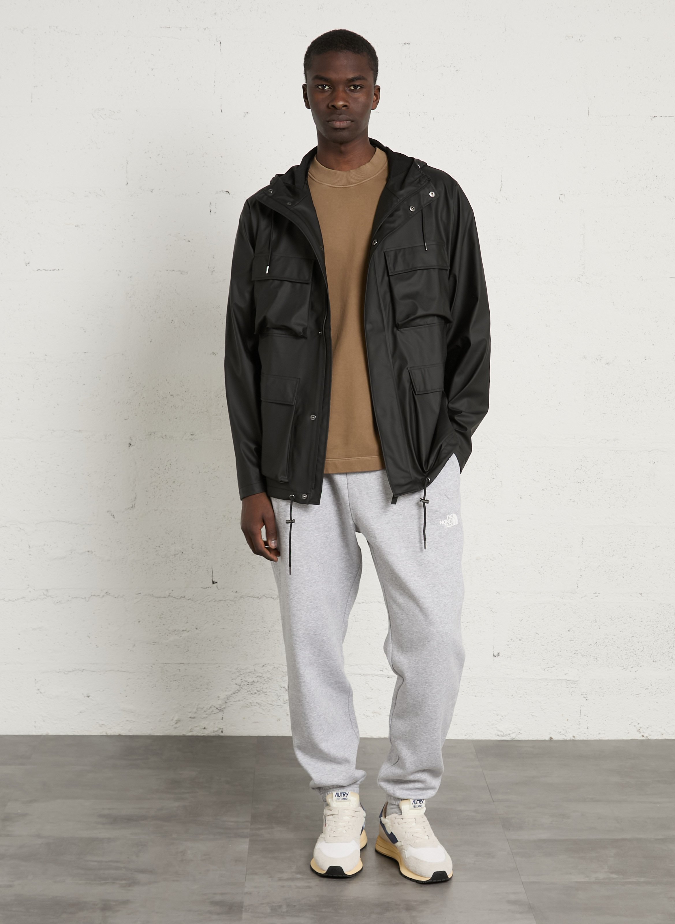 Katoenen parka met capuchon RAINS Zwart