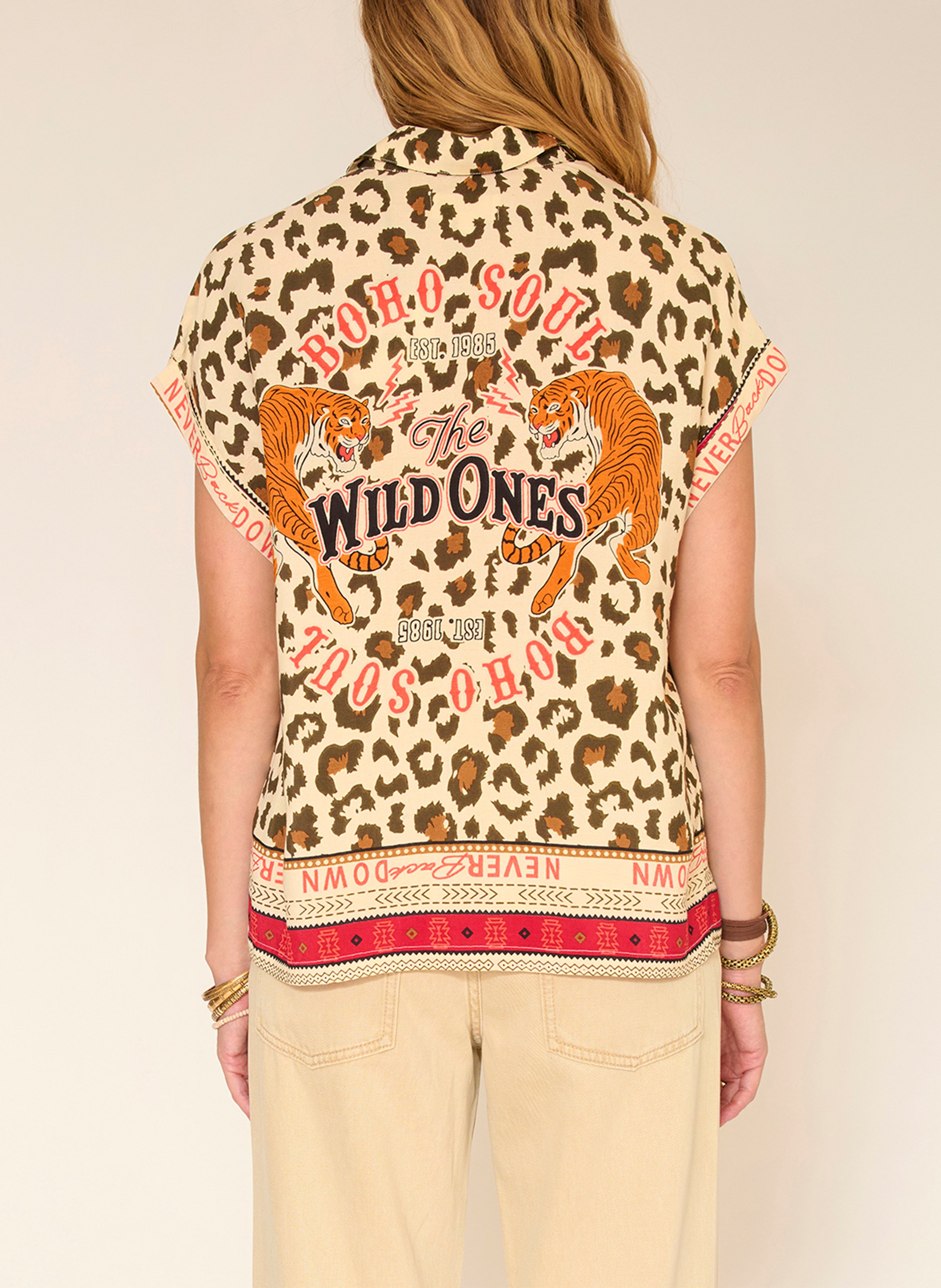 Chemise oversize imprimée MKT Beige