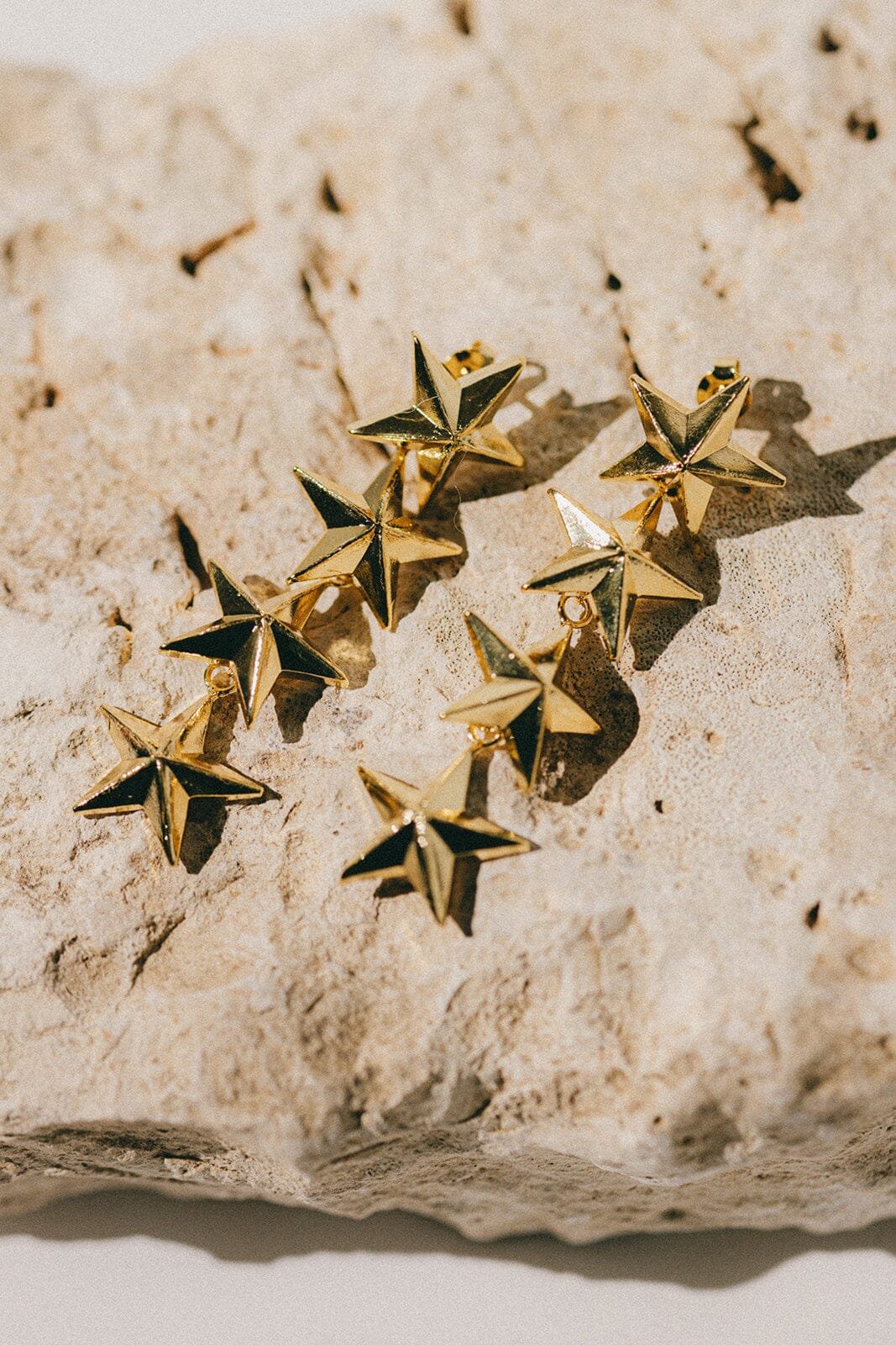 Silver-plated star drop stud earrings MONSIEUR SIMONE Golden