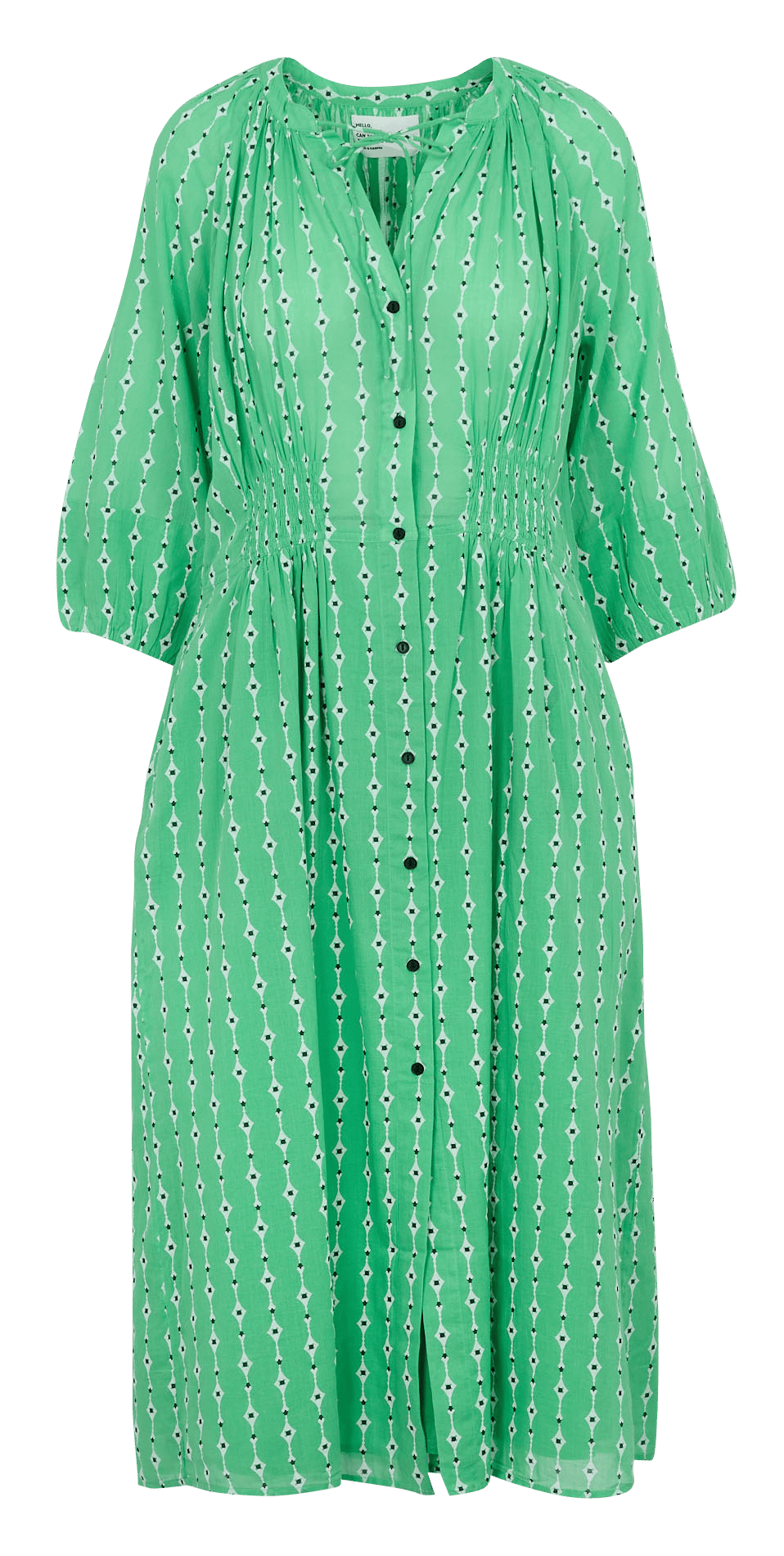 Long round neck dress in printed organic cotton LEON & HARPER