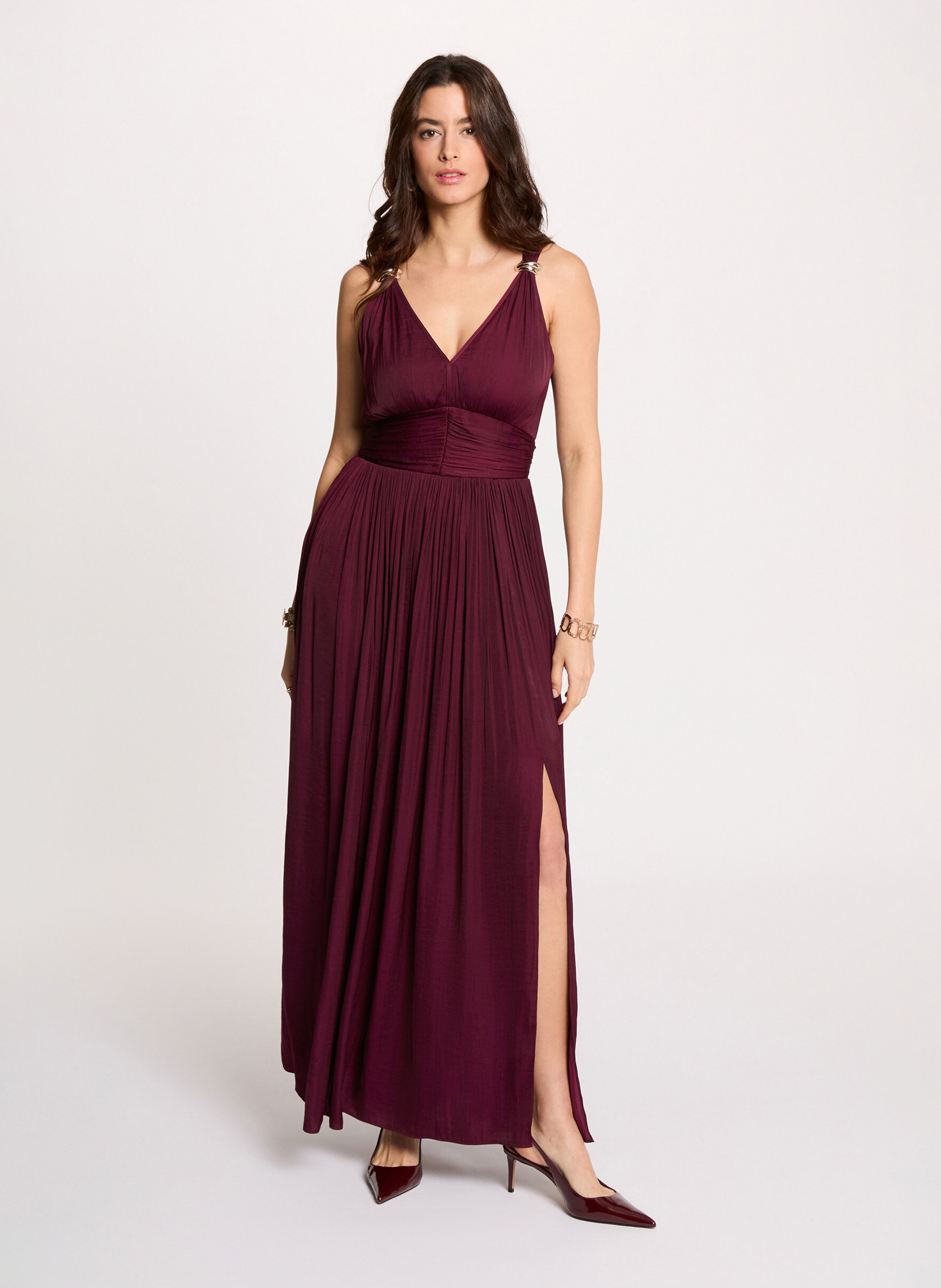 Robe longue col V MORGAN Violet