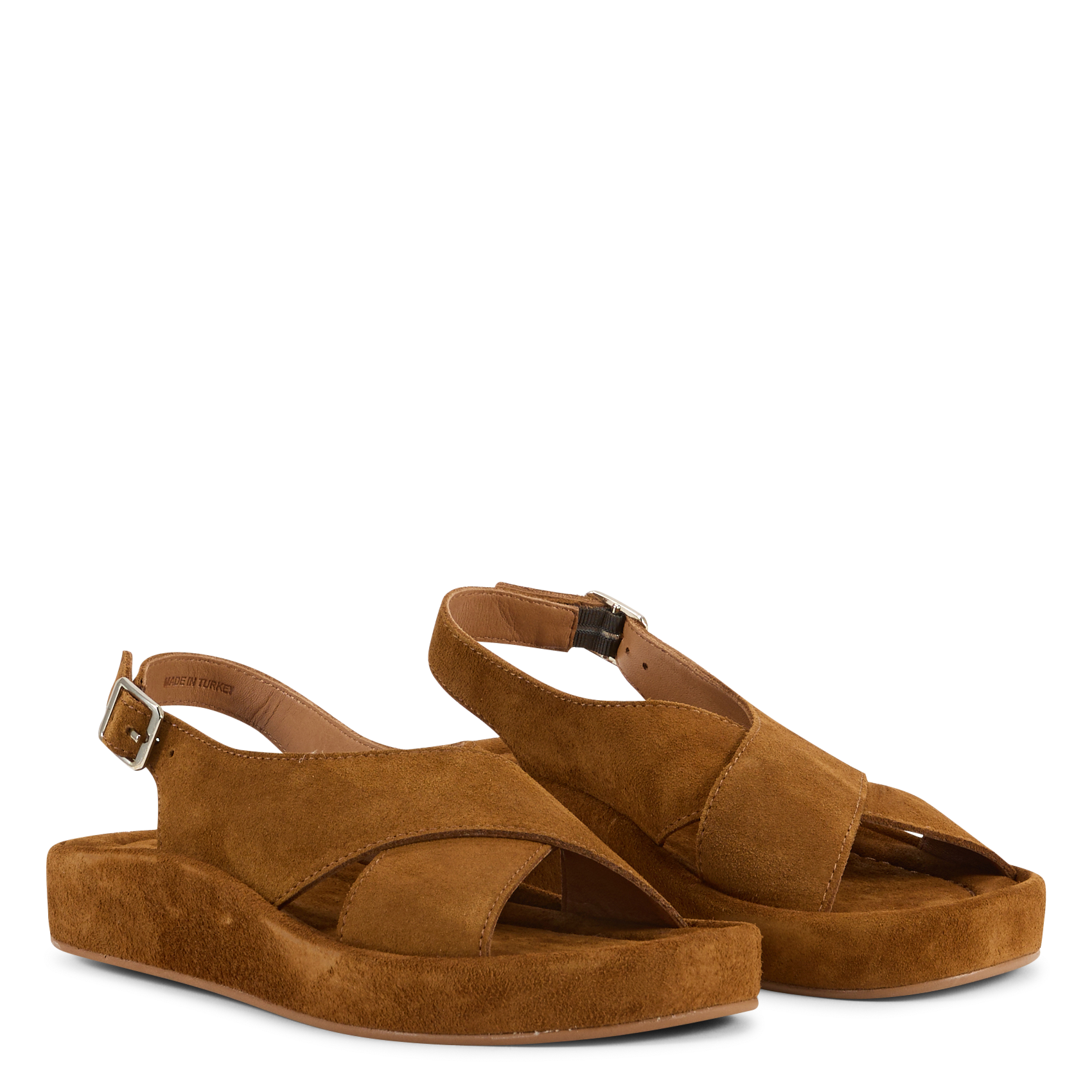 Flat leather platform sandals MELLOW YELLOW Brown