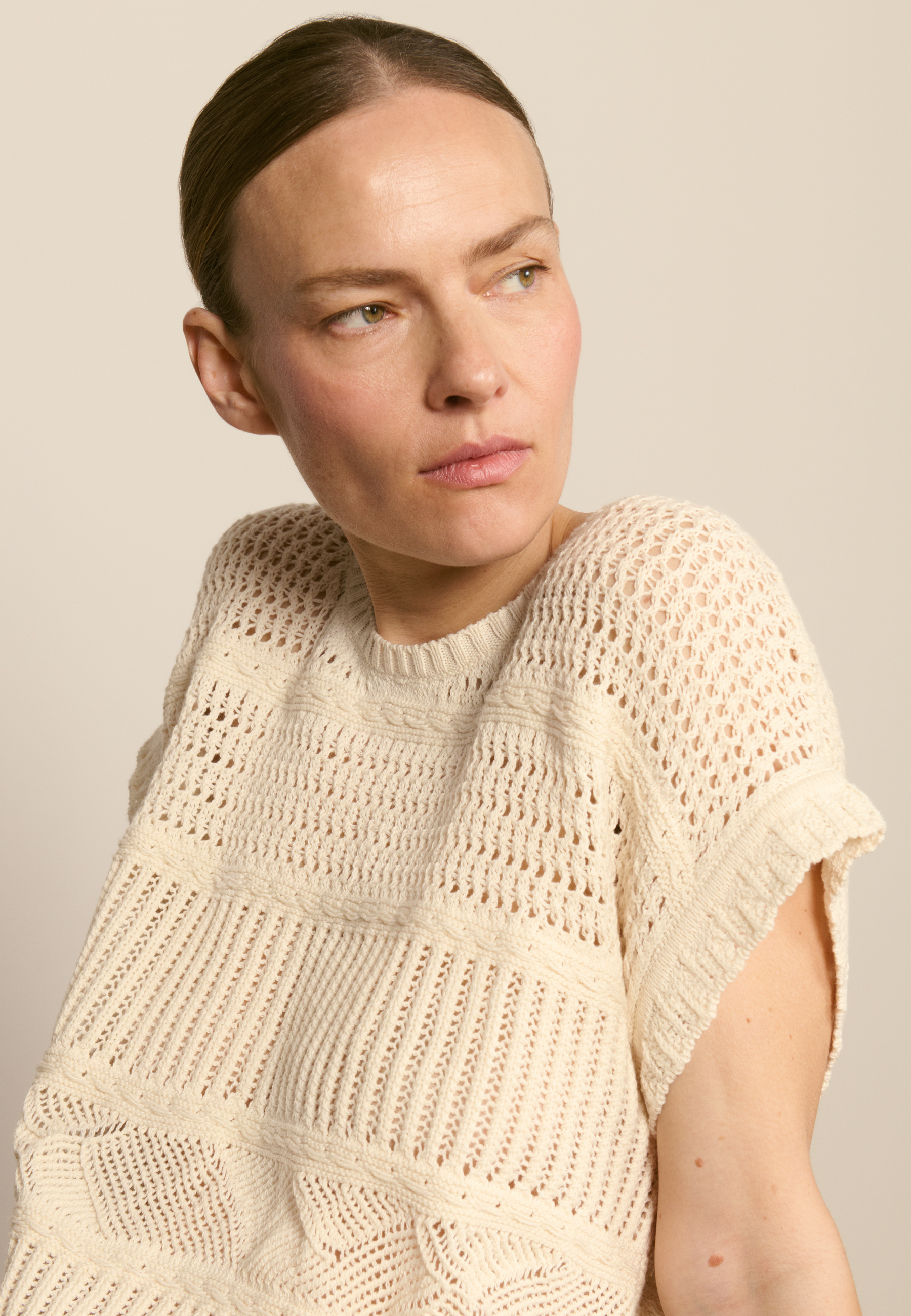 T-shirt en coton ajourée MAISON MONTAGUT Blanc