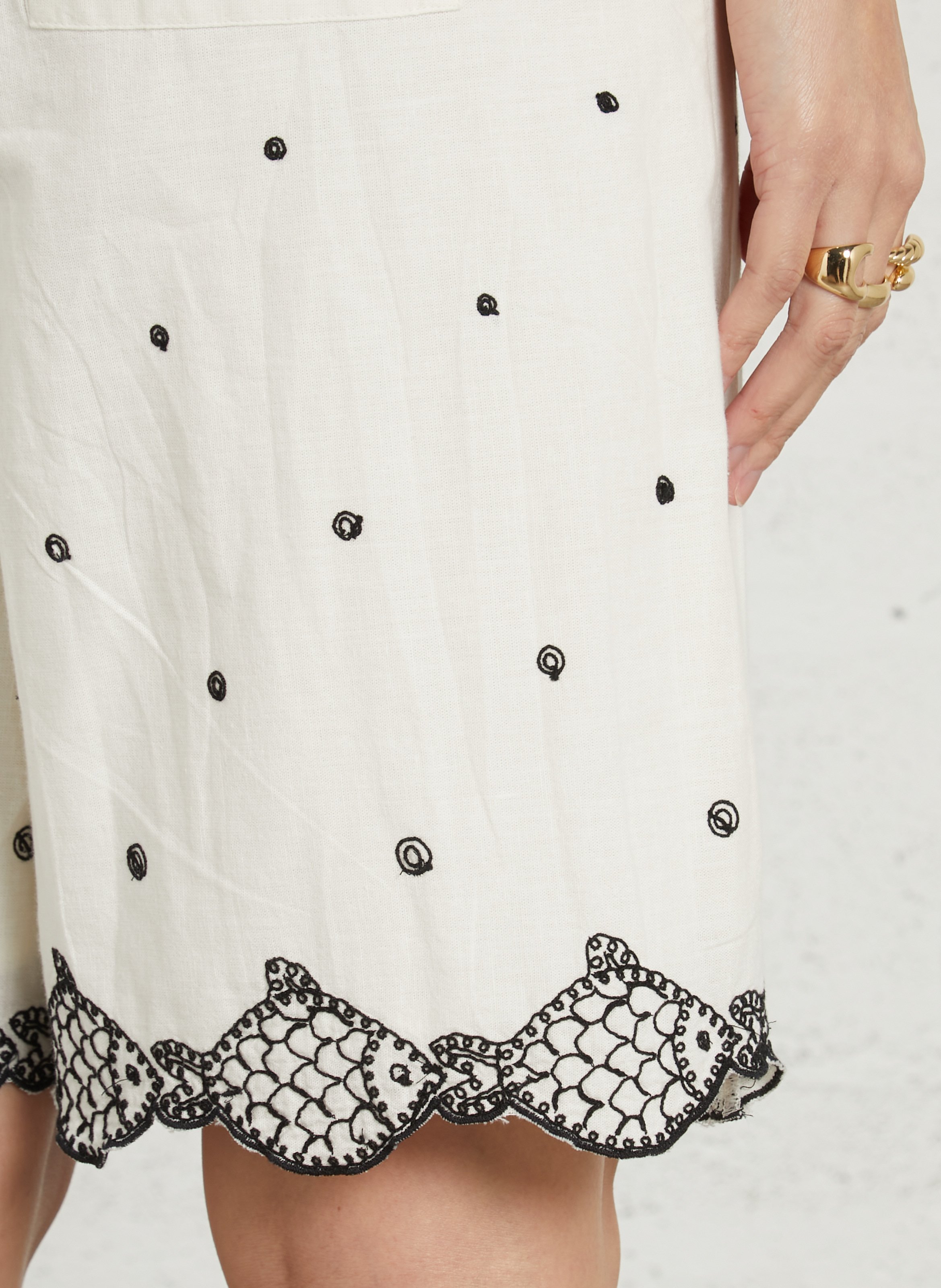 Straight cotton blend embroidered shorts FABIENNE CHAPOT White