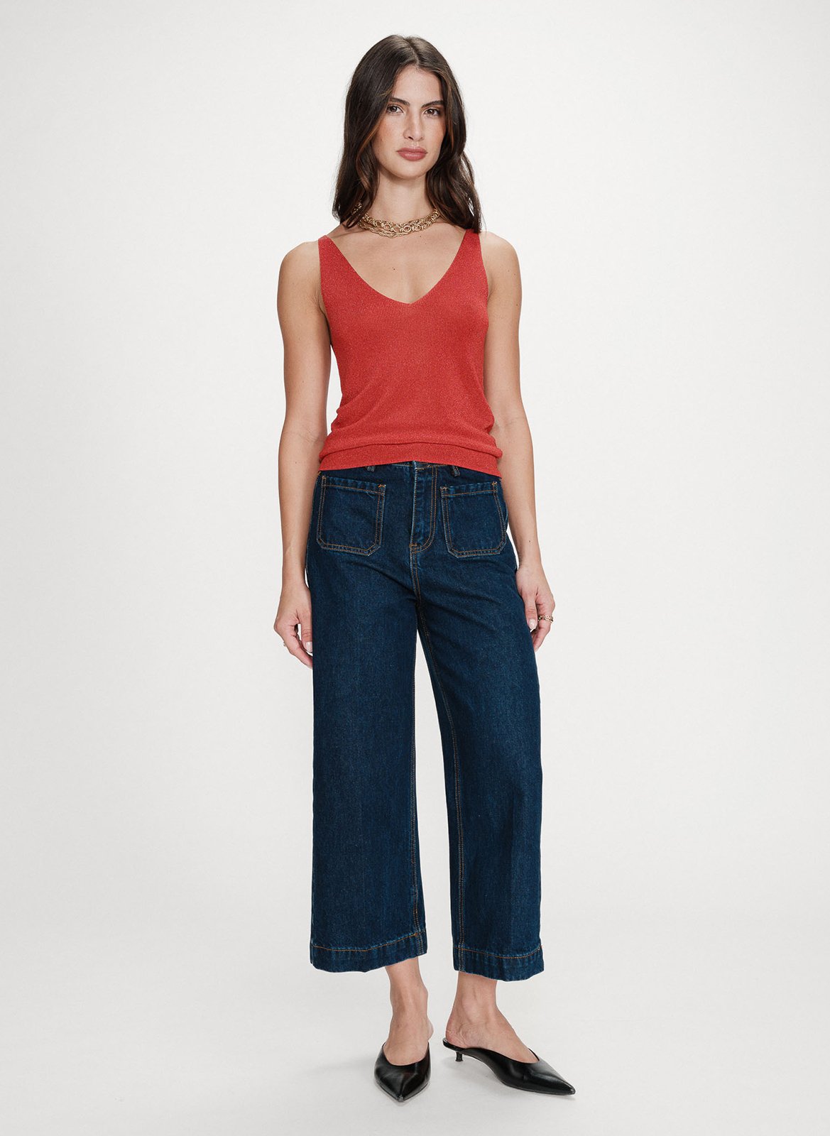 Sleeveless V-neck top GRACE ET MILA Red