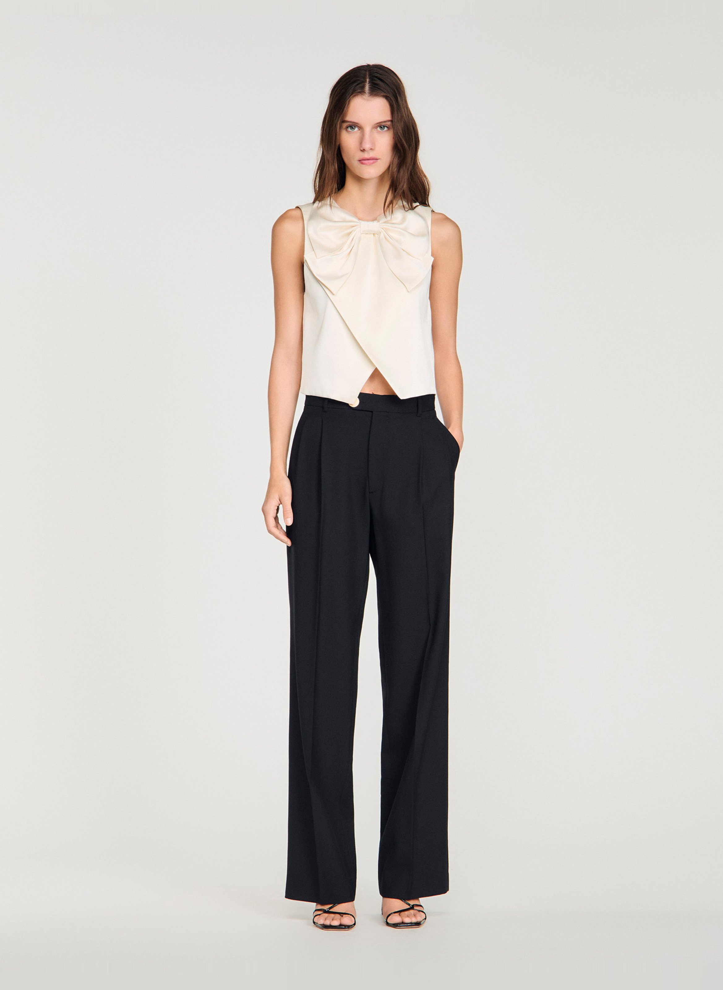 Straight tailored trousers in plain color SANDRO Black