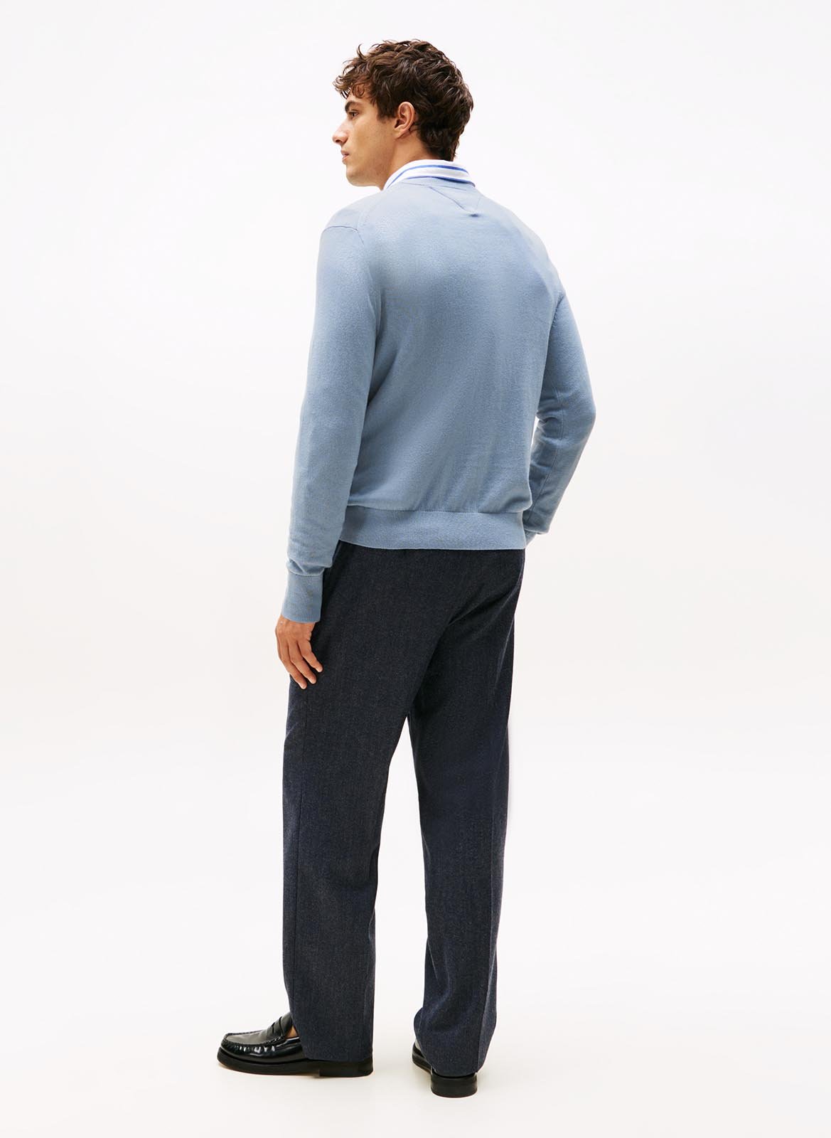 Pull col rond en coton mélangé TOMMY HILFIGER Bleu