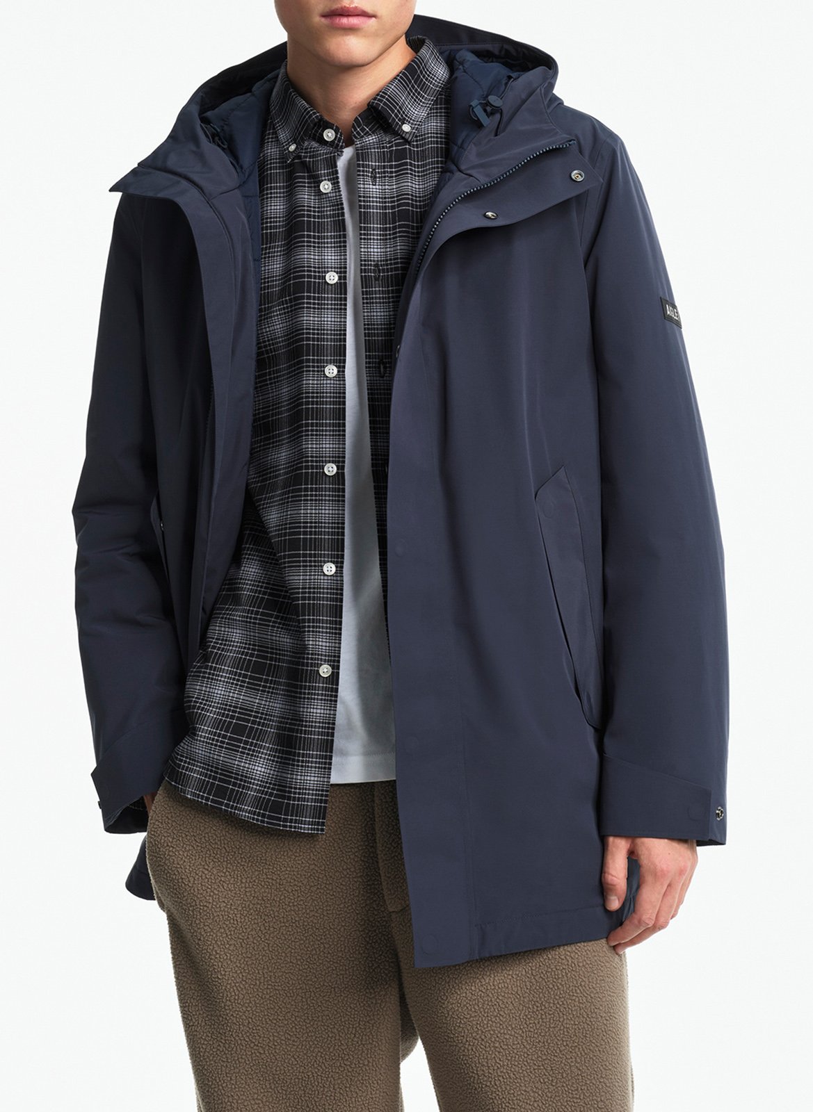 Halflange parka met capuchonkraag AIGLE Blauw