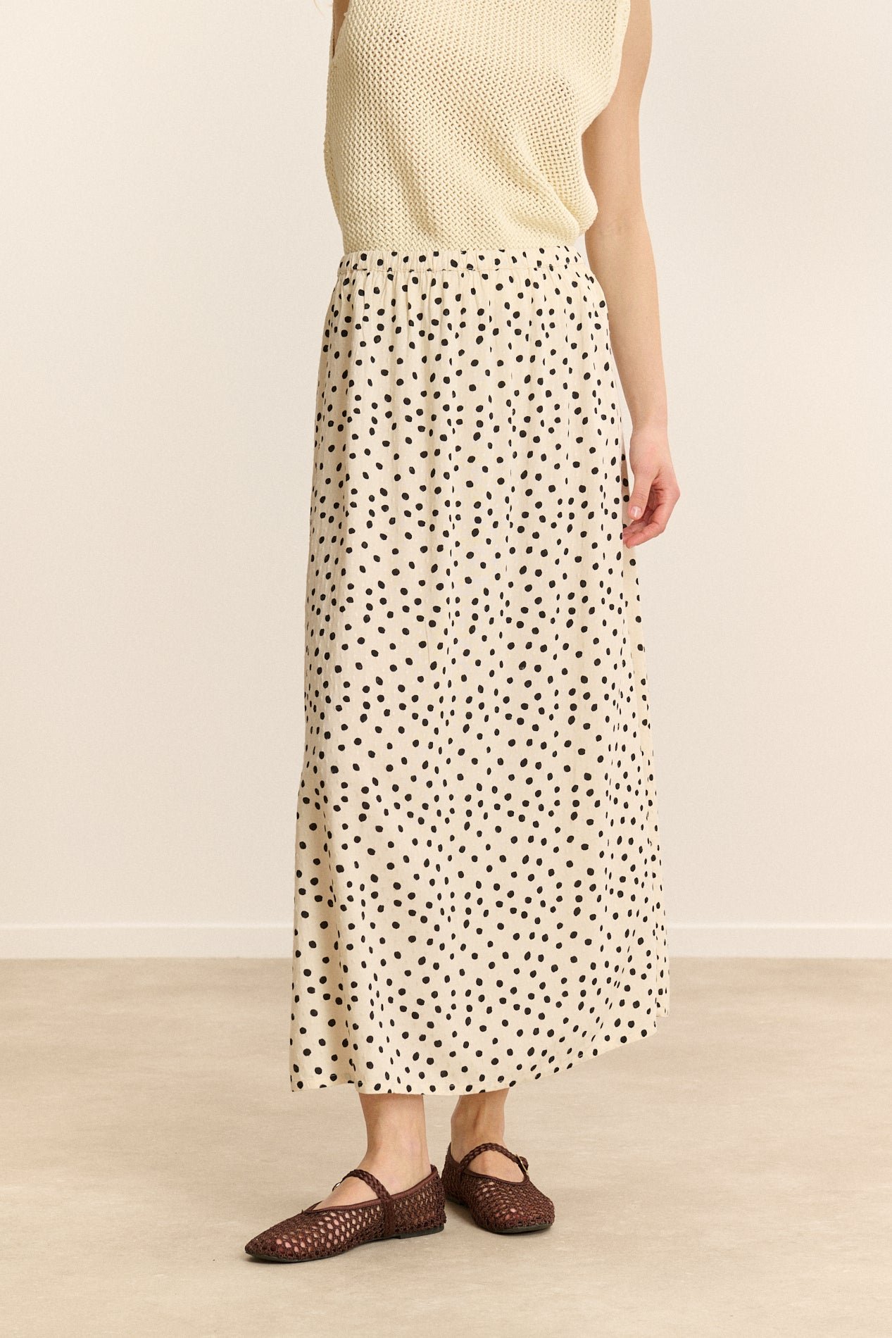 Polka dot midi skirt GARANCE PARIS White