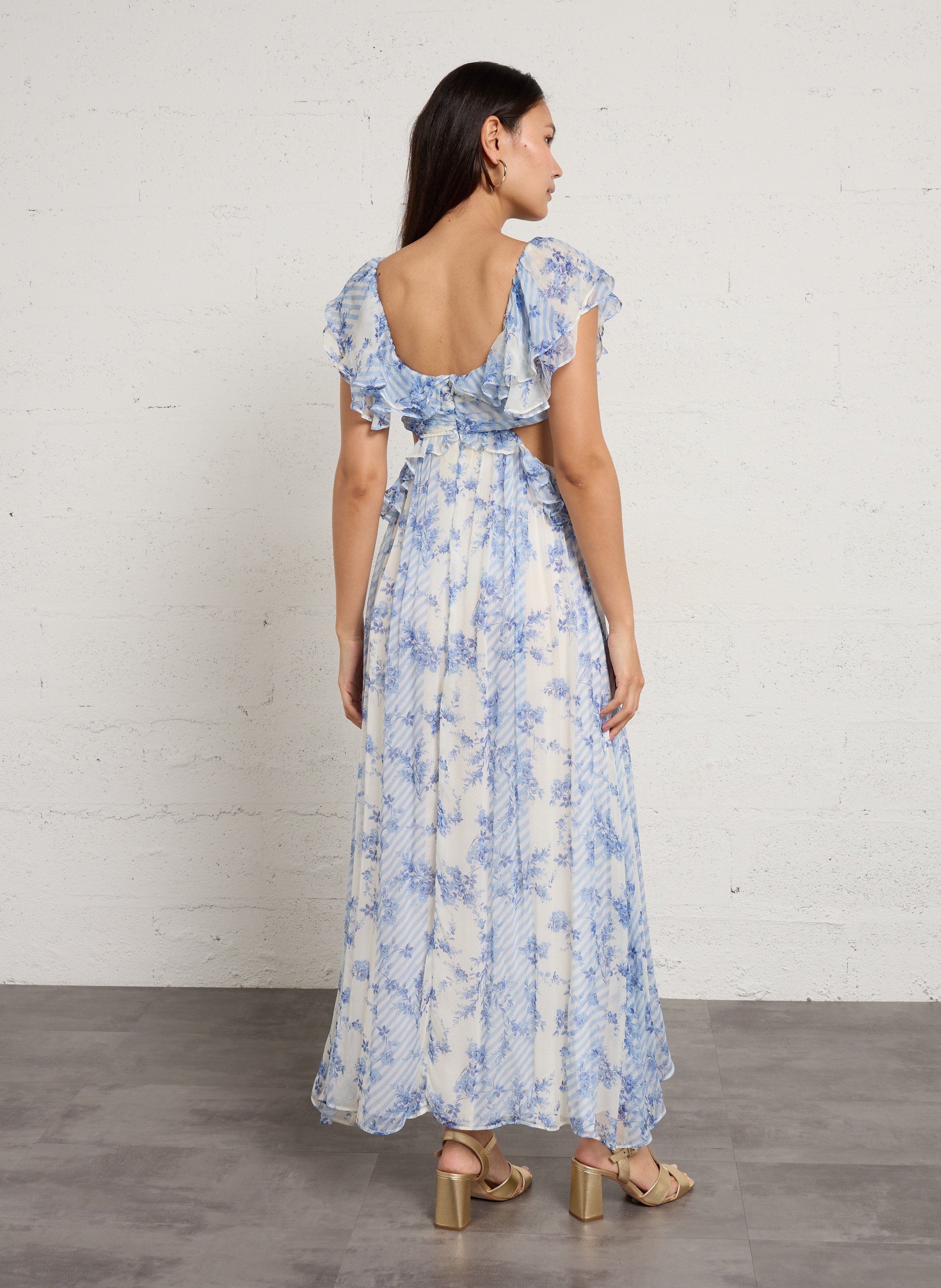 Robe longue imprimée BERENICE Bleu