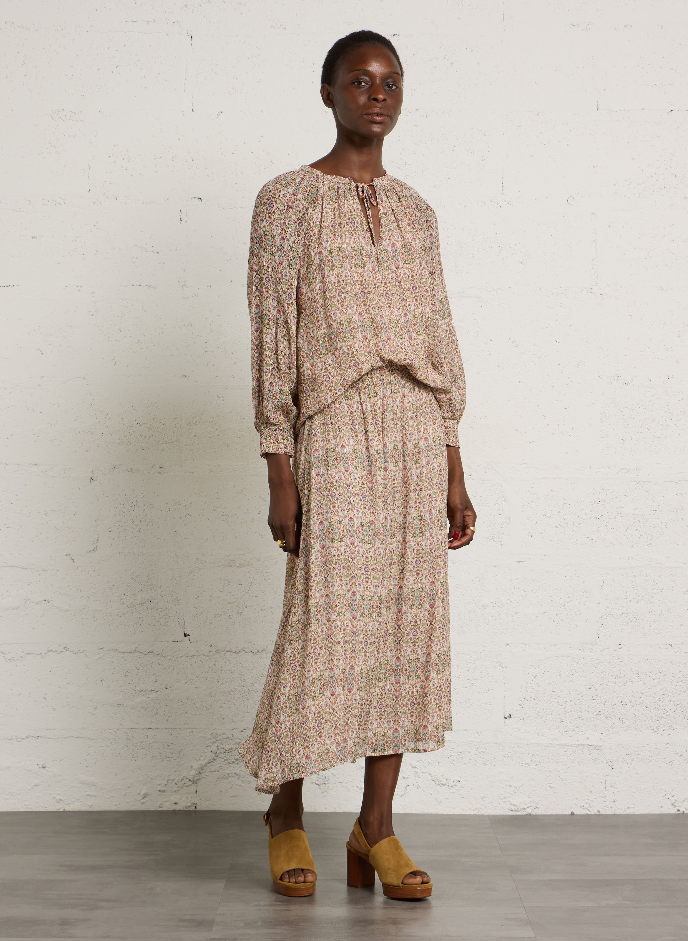 Printed jacket with round neck MAISON 123 Brown
