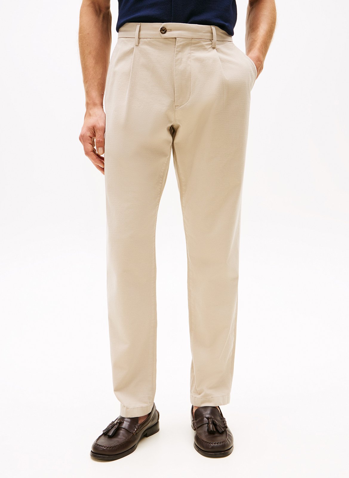 Pantalon droit en coton TOMMY HILFIGER Kaki