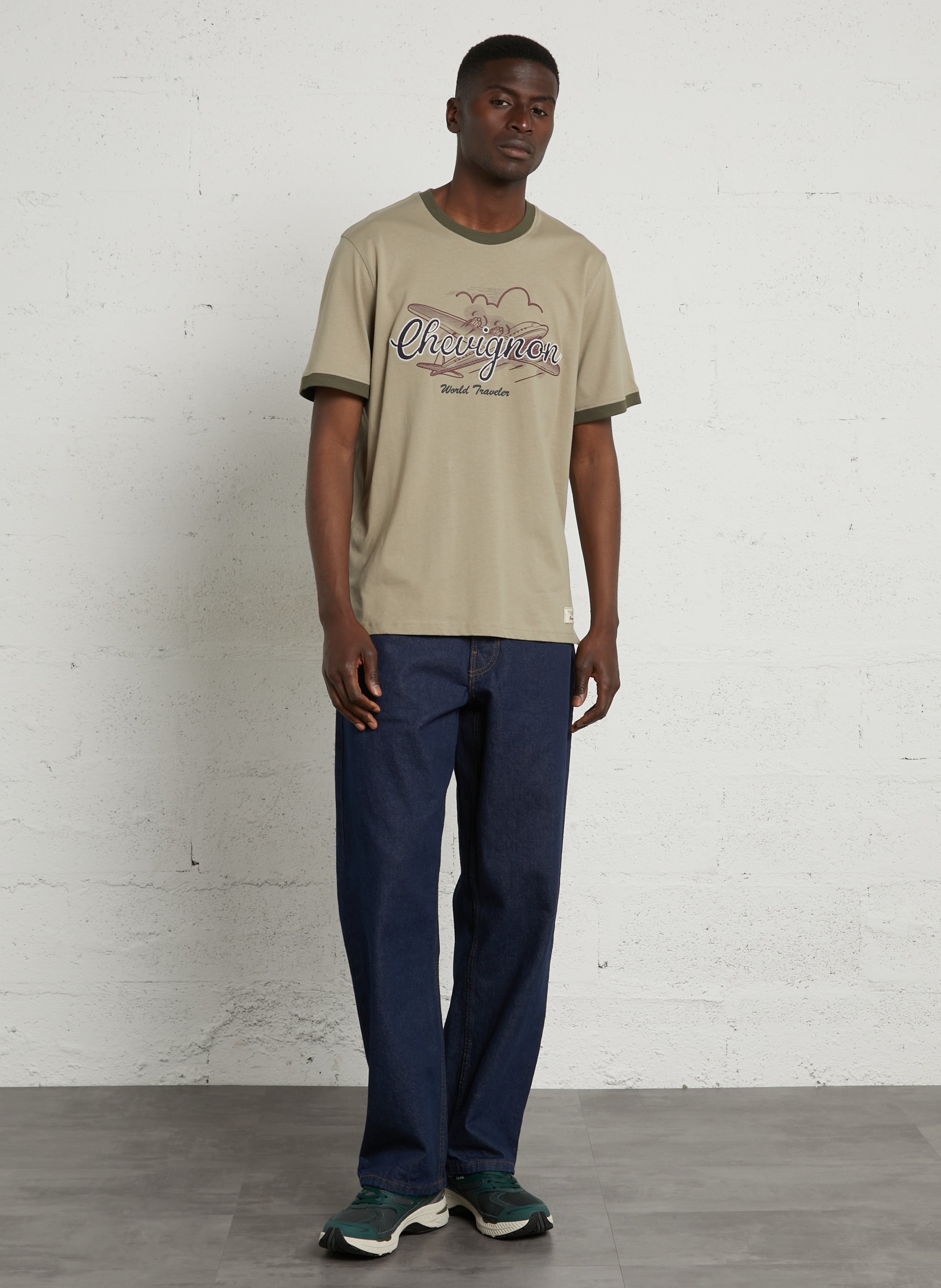 Tee-shirt droit col rond brodé CHEVIGNON Vert