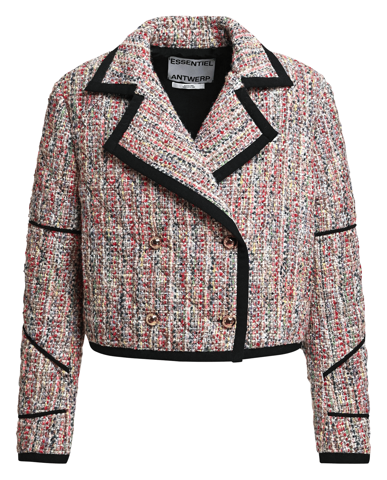 Straight blazer with tailored collar in tweed effect. ESSENTIEL ANTWERP Multicolored