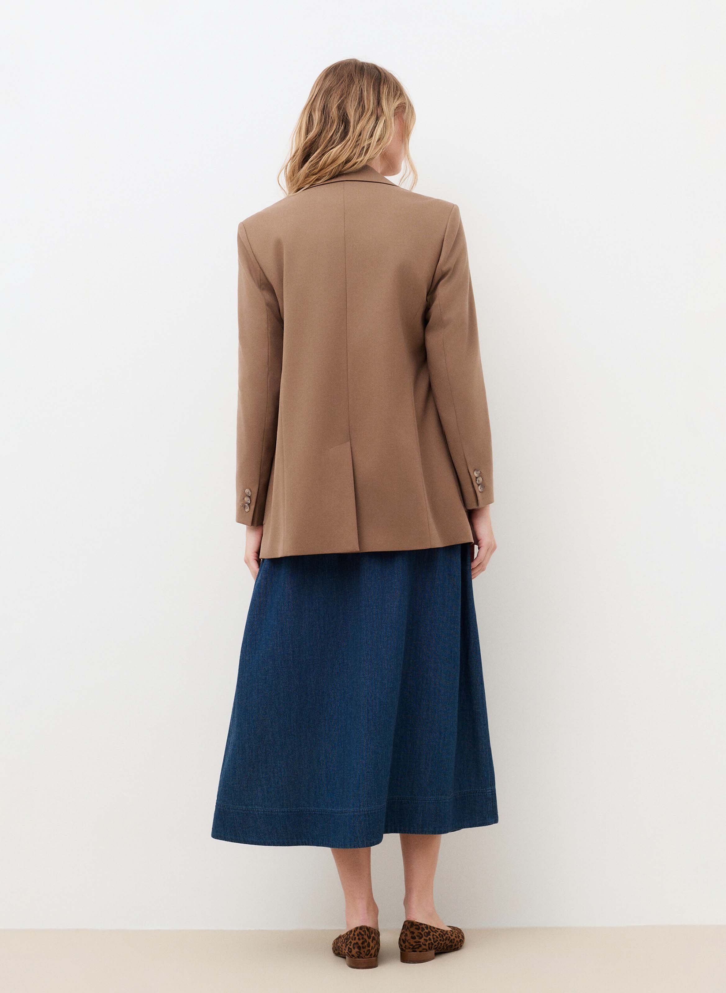 Plain straight blazer CAROLL Brown