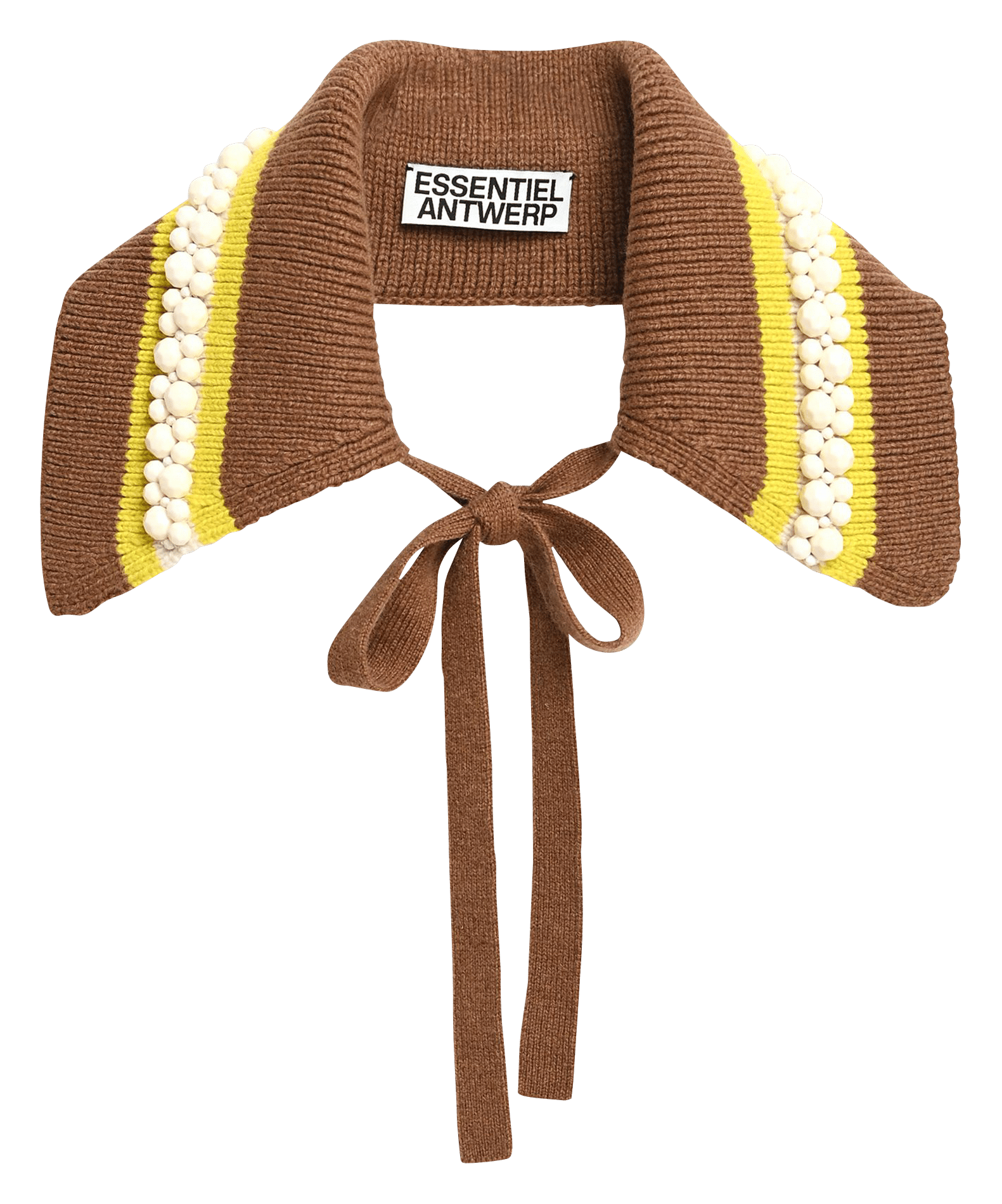 Removable tie-neck collar in a wool blend ESSENTIEL ANTWERP Brown