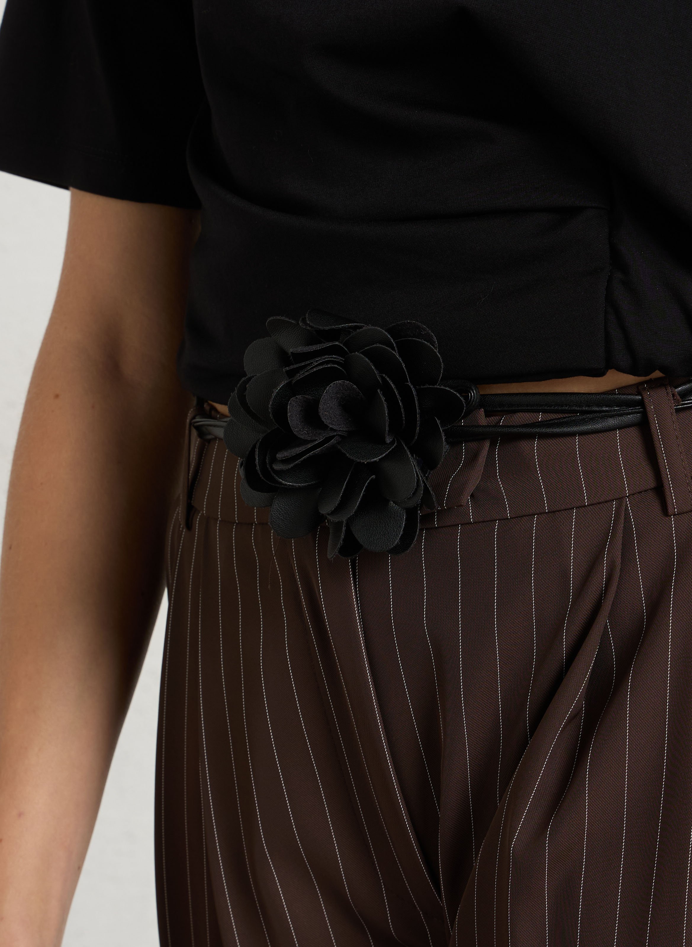 Pantalon large taille haute à rayures IMPERIAL Marron
