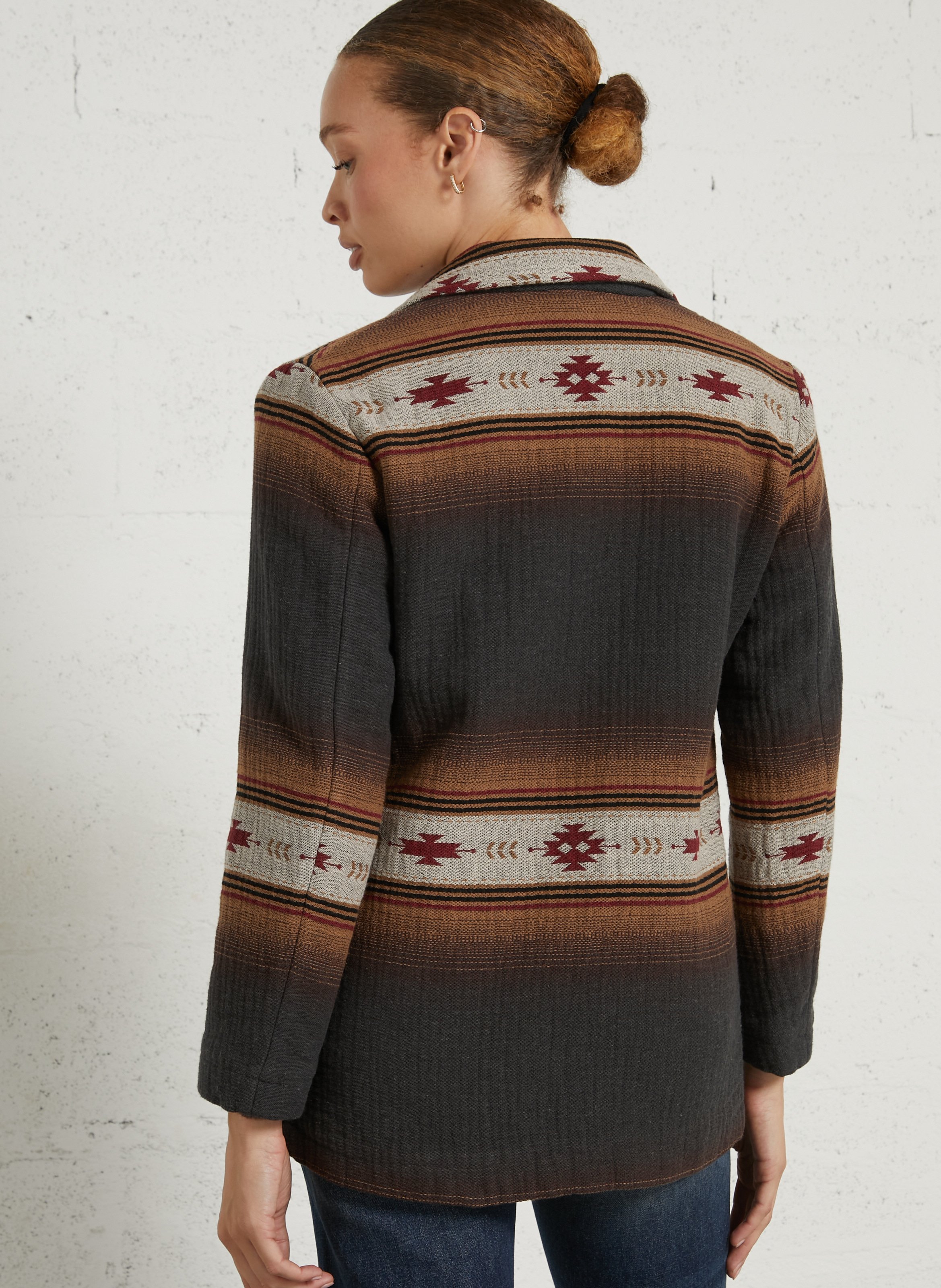 Veste droite imprimée en coton mélangé DIEGA Gris