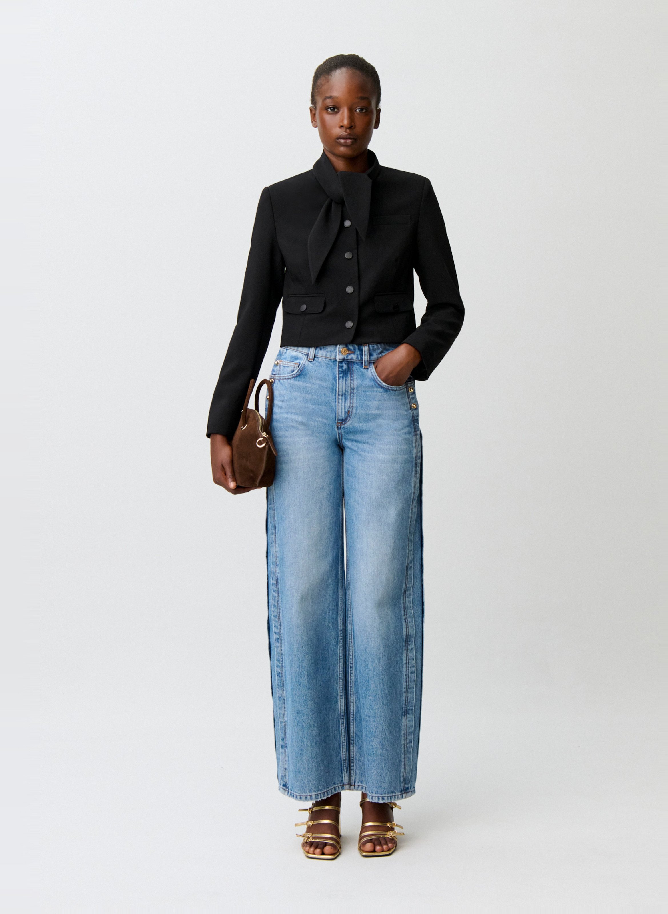 Gerade geschnittene Jacke mit Lavallière-Kragen CLAUDIE PIERLOT Schwarz