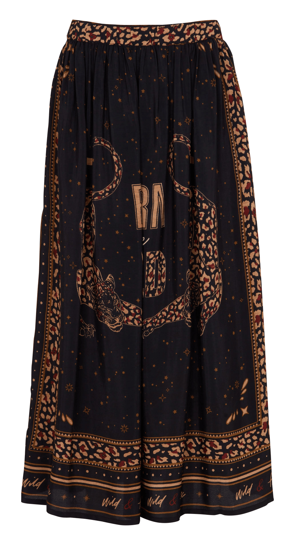 Long flared printed skirt MKT Black