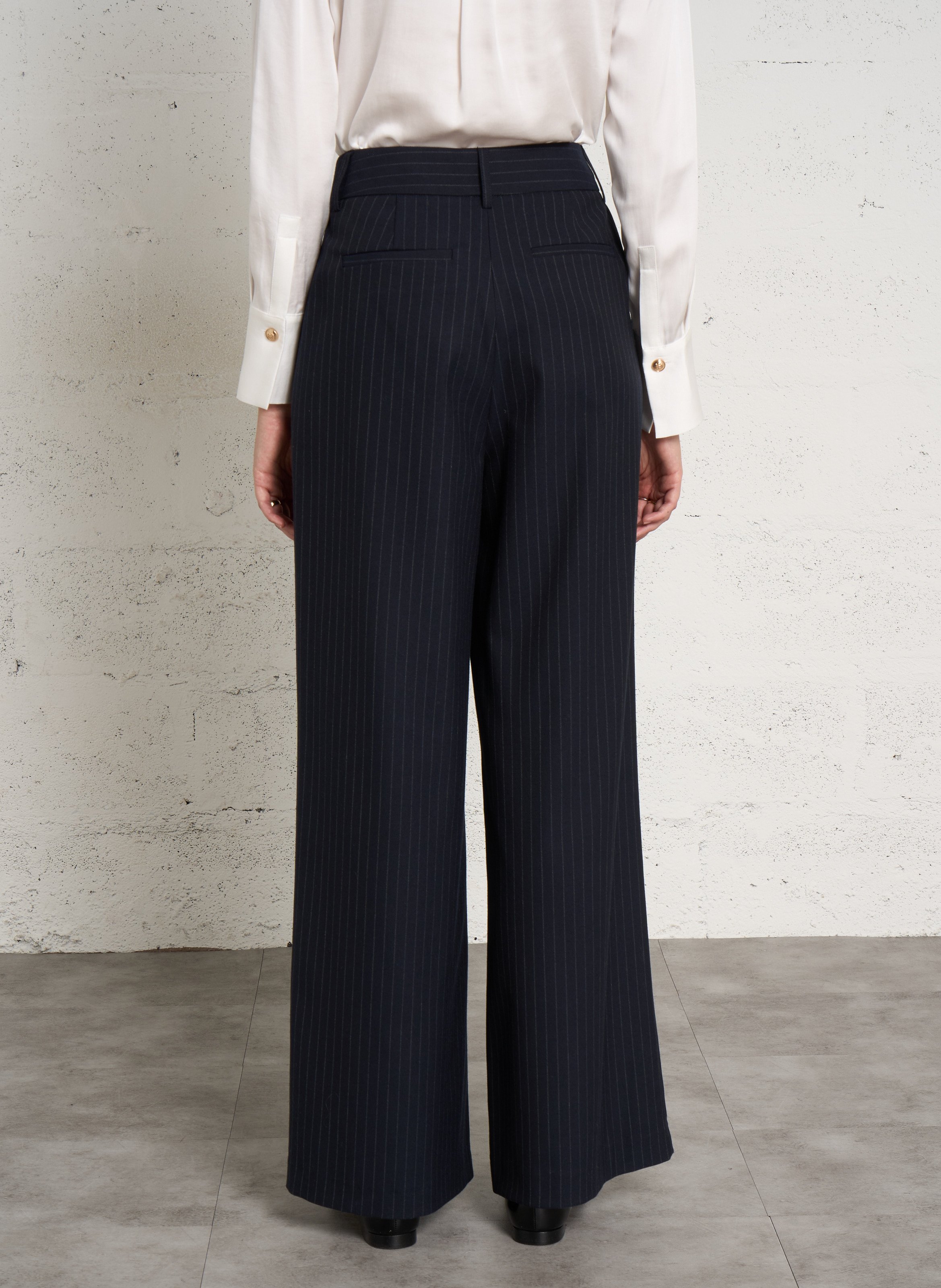 Wijde gestreepte broek met plooien MAISON 123 Blauw