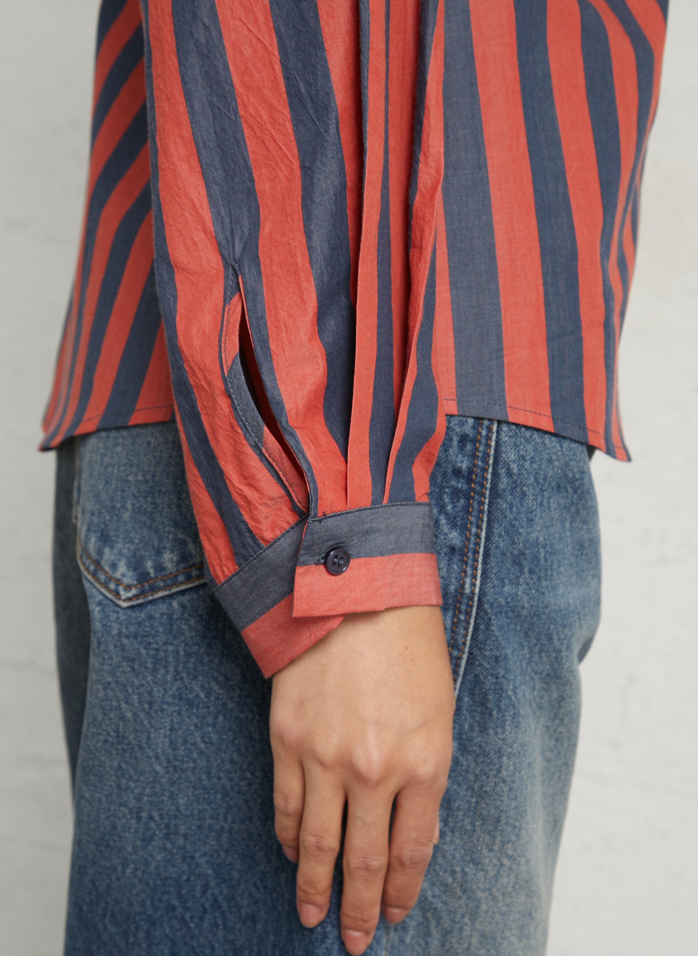 Rechte gestreepte blouse met ronde hals van katoen THE TINY BIG SISTER Veelkleurig