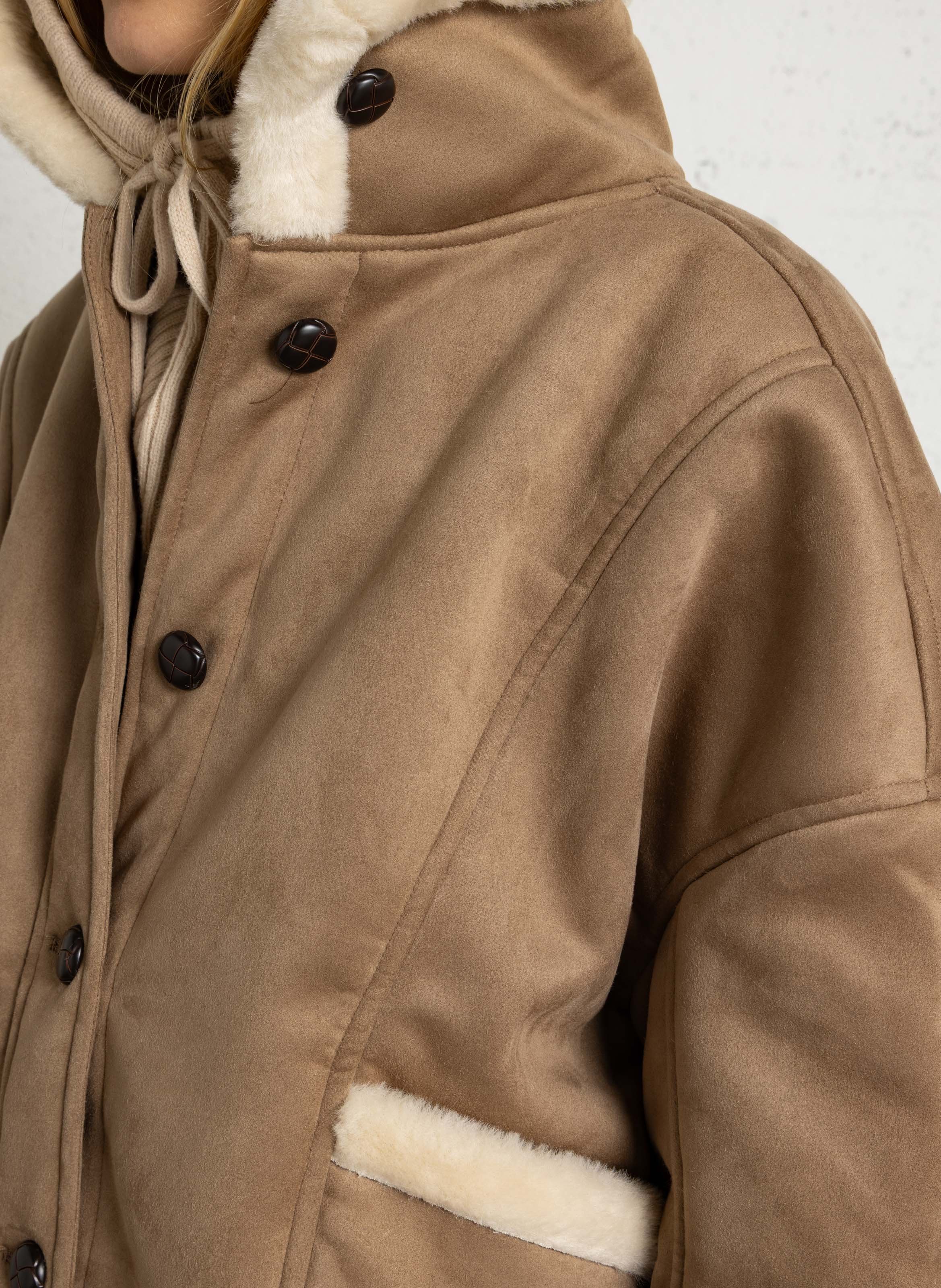 Oversized coat with fur-effect collar LA PETITE ETOILE Brown