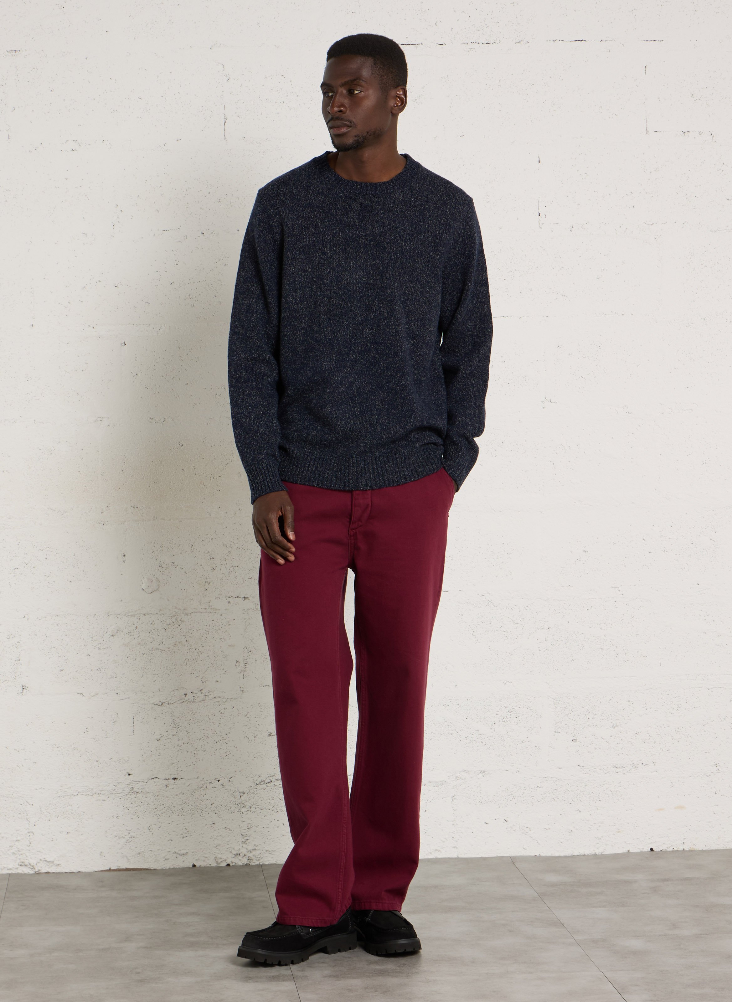 Round-neck wool-blend straight-cut sweater CASUAL FRIDAY Blue