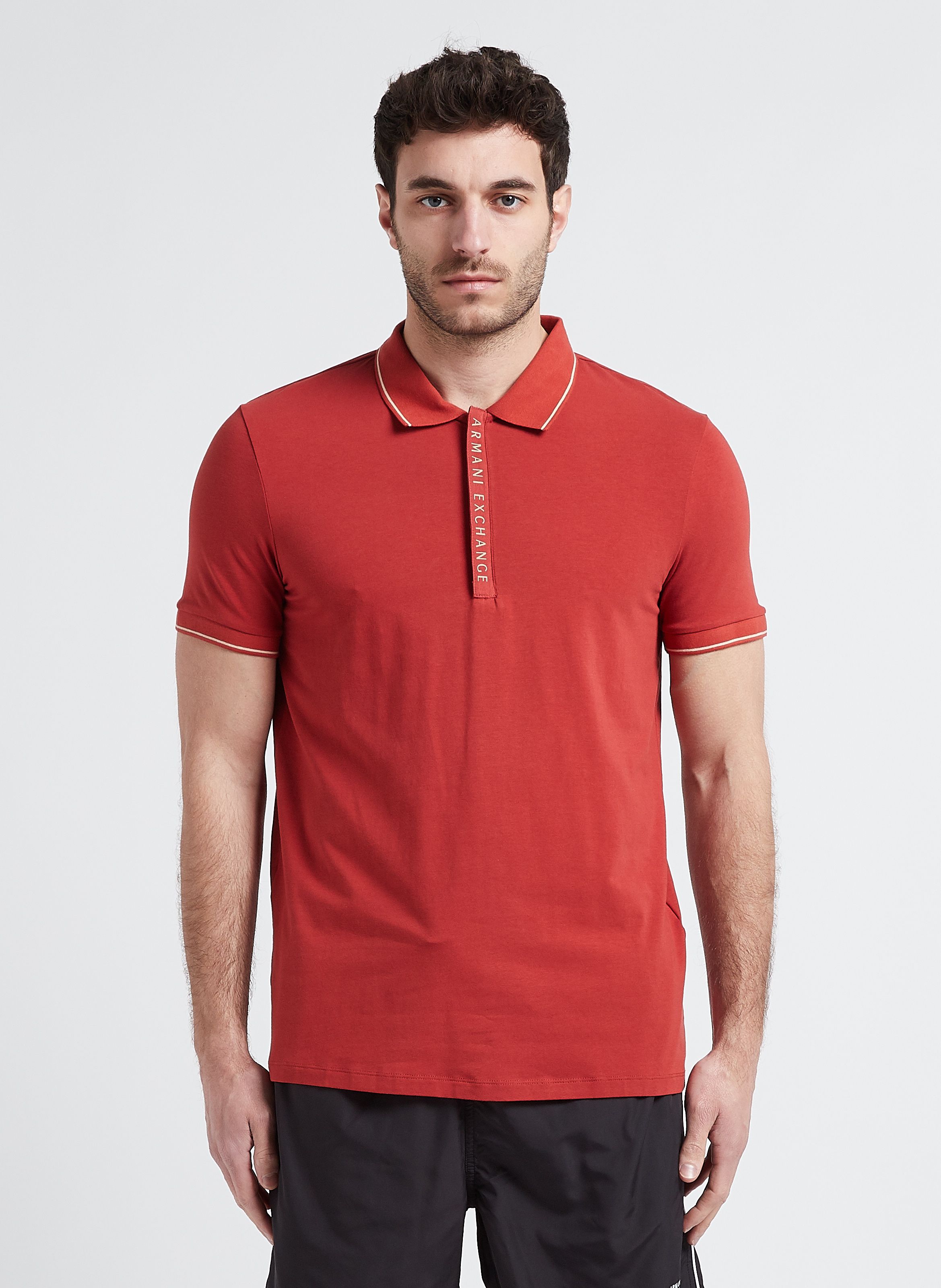 Cotton Jersey Polo Shirt Red Ochre Armani Exchange Men Place