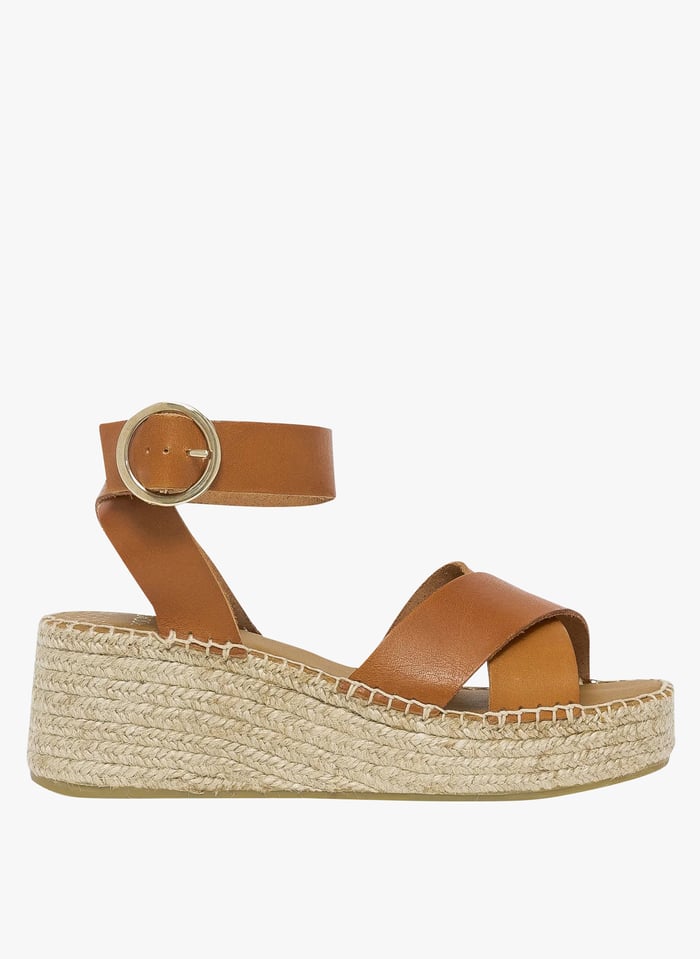 BOCAGE HORTENSE Sandales compens es en cuir Marron